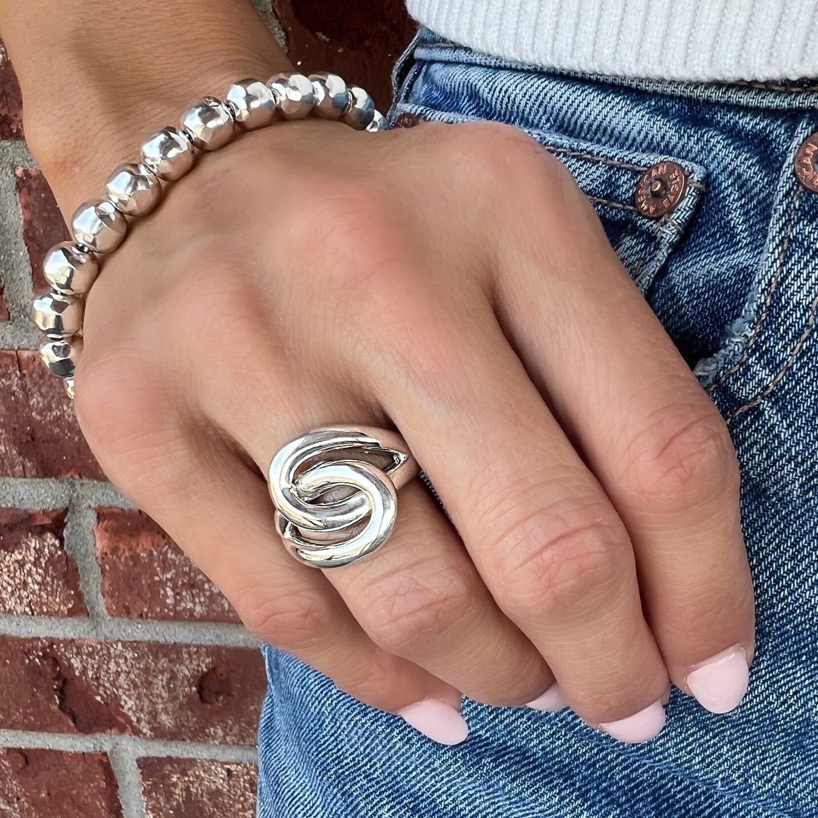 chunky sterling silver knot ring - Sisters Ring