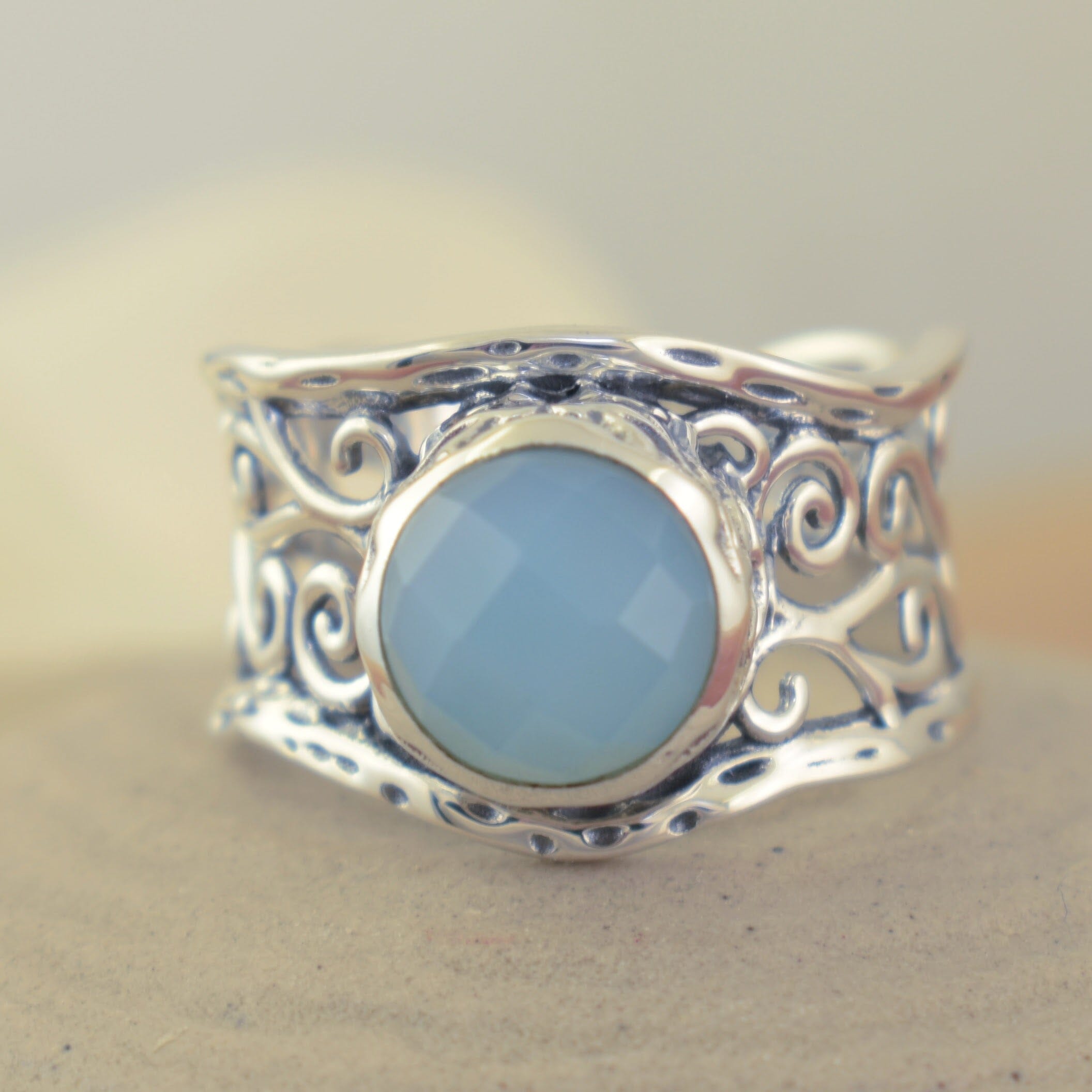 Sterling silver wide band ring