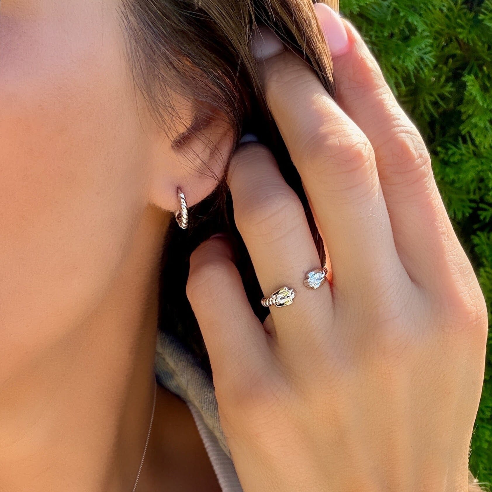 dainty silver huggie earrings