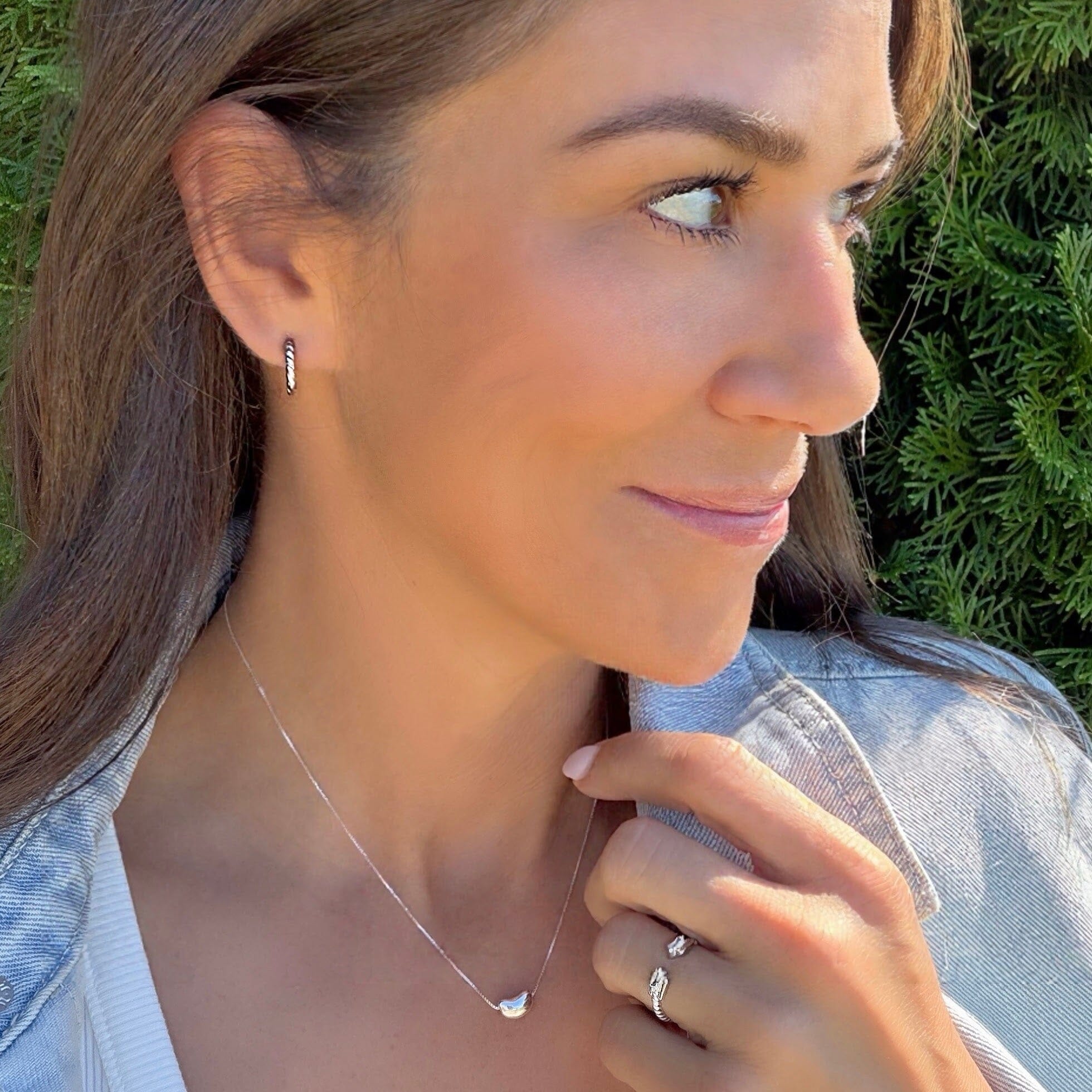 Small Talk Huggies paired with Sweet Slice Necklace and Chic Shine Ring