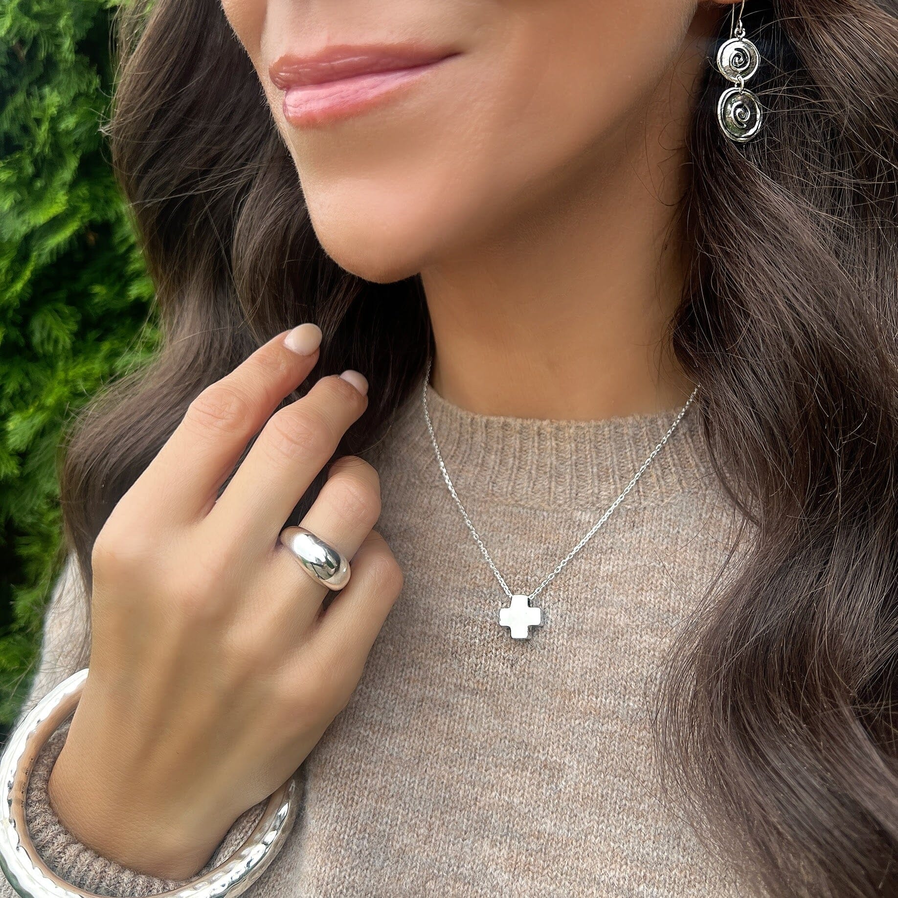 Smooth Operator Ring paired with It Takes Two Earrings, Southwest Crossing Necklace, and Hammered Bliss Bangle