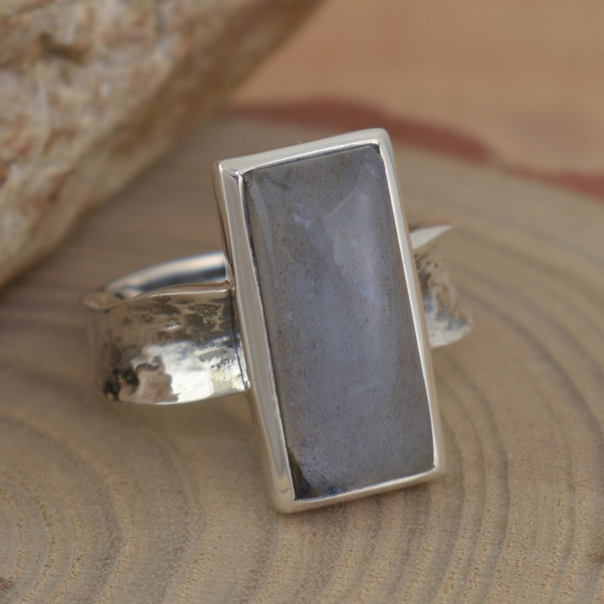 chunky labradorite ring in sterling silver