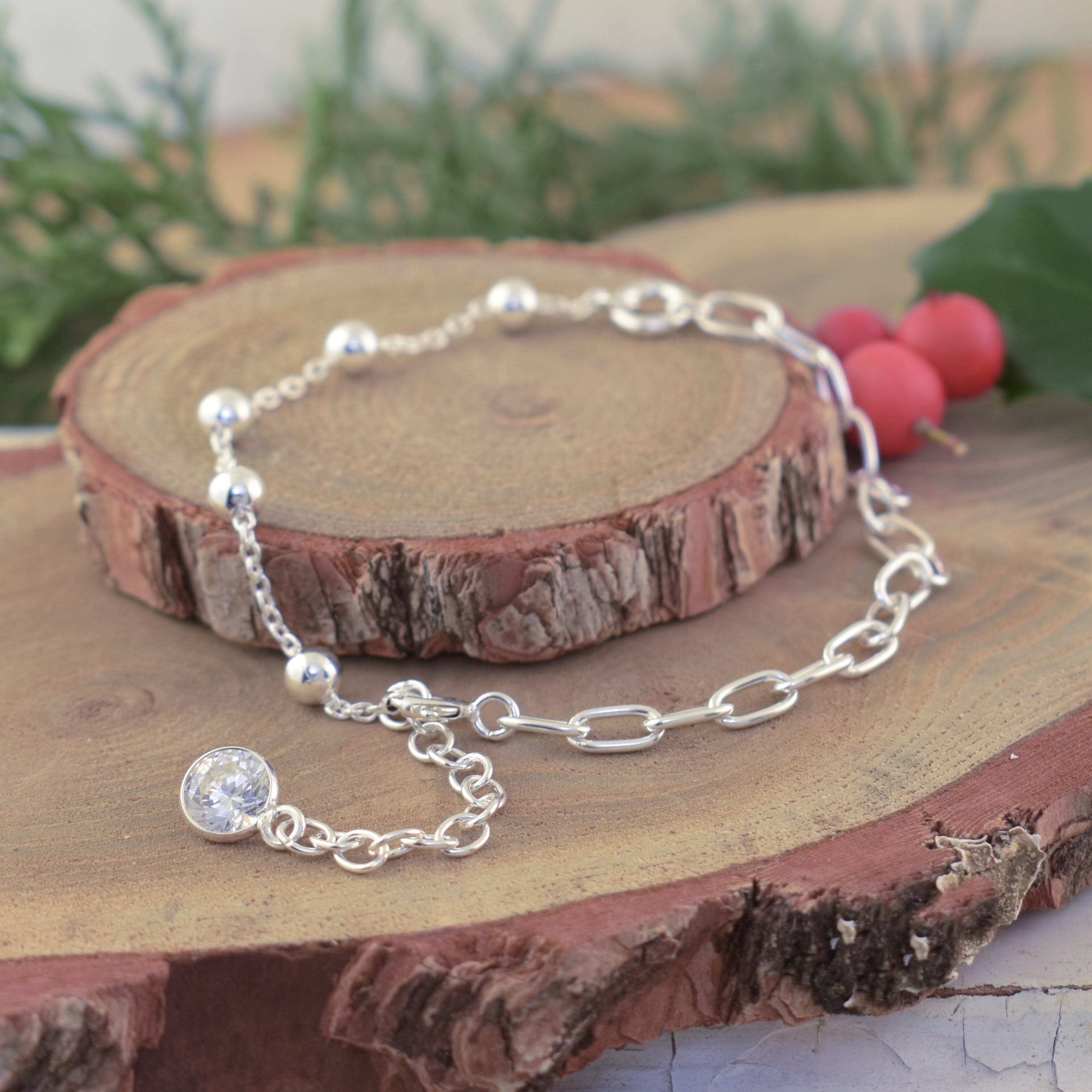 sterling silver paperclip and clear CZ stone