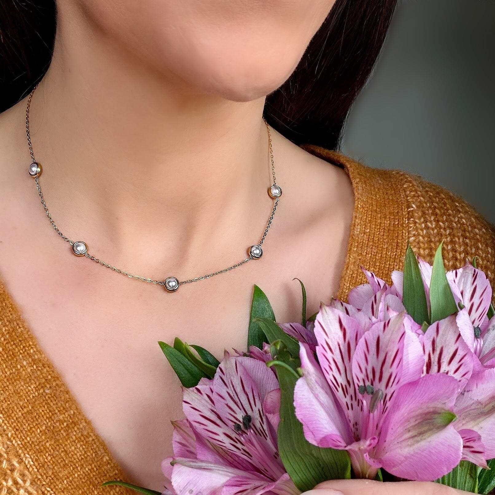 Sunlit Dainty Pearl Necklace