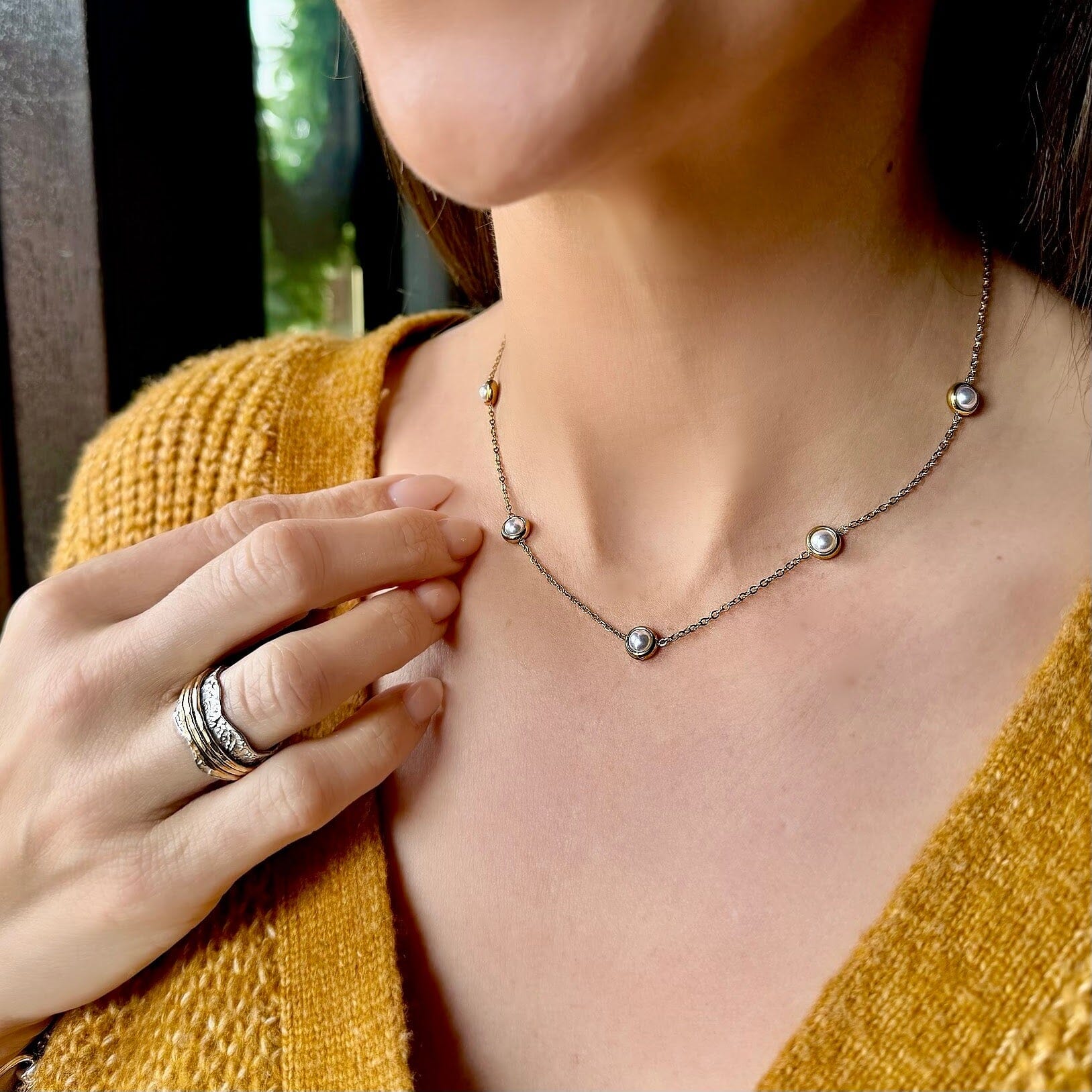 Sunlit Dainty Pearl Necklace