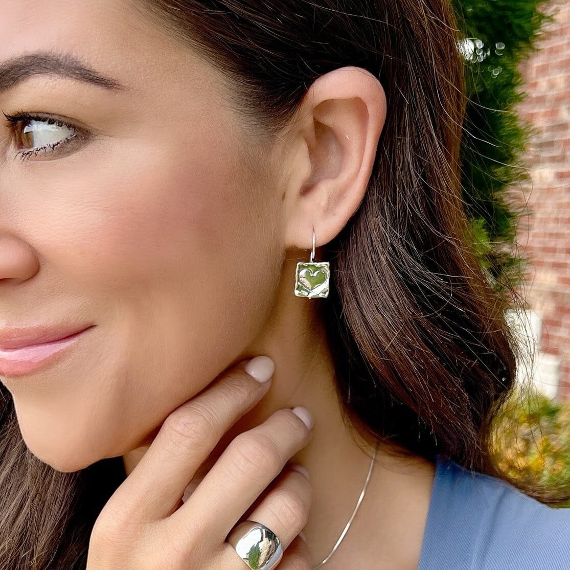 sterling silver heart stamp earrings