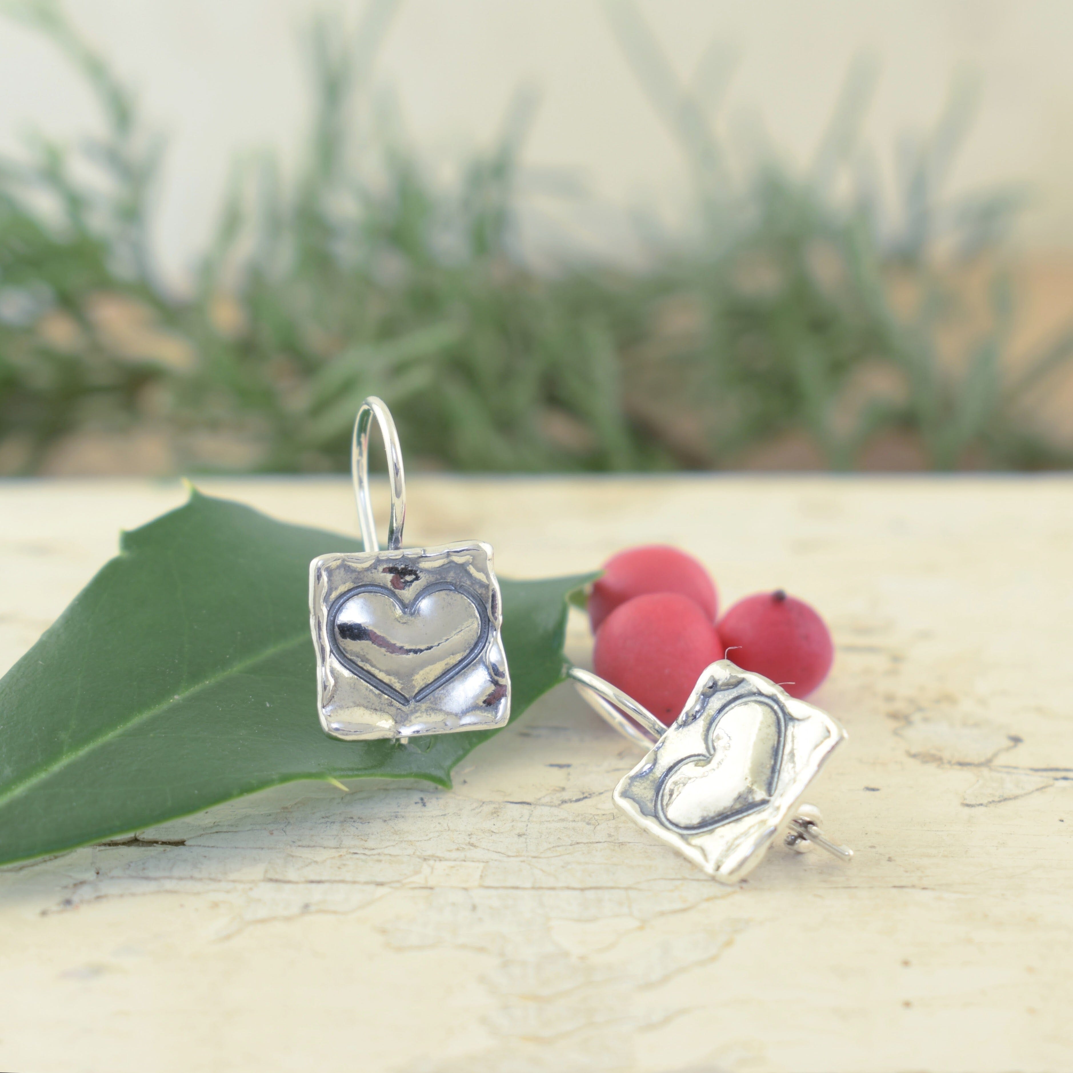 hand stamped sterling silver earrings