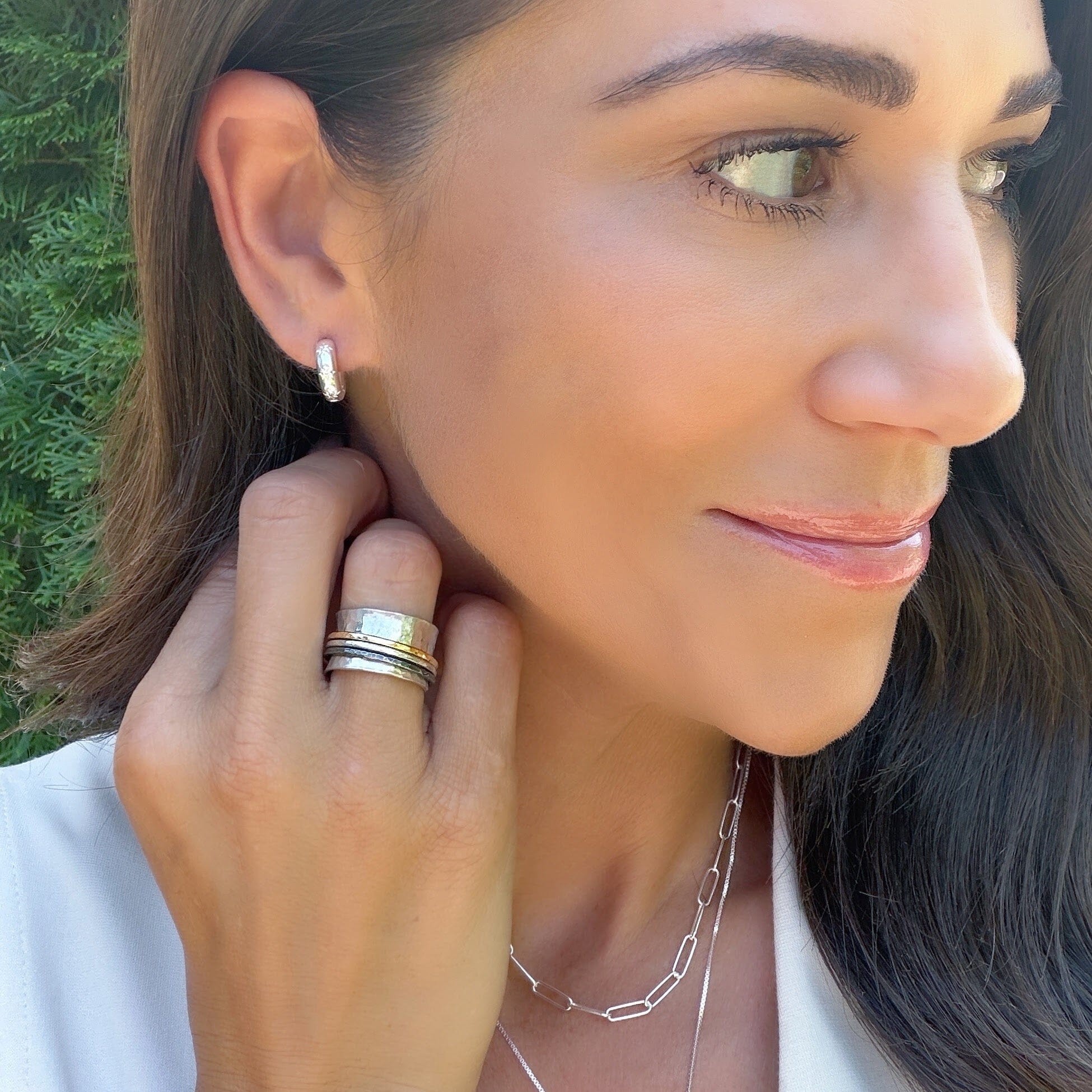 dainty cz hoop earrings in silver