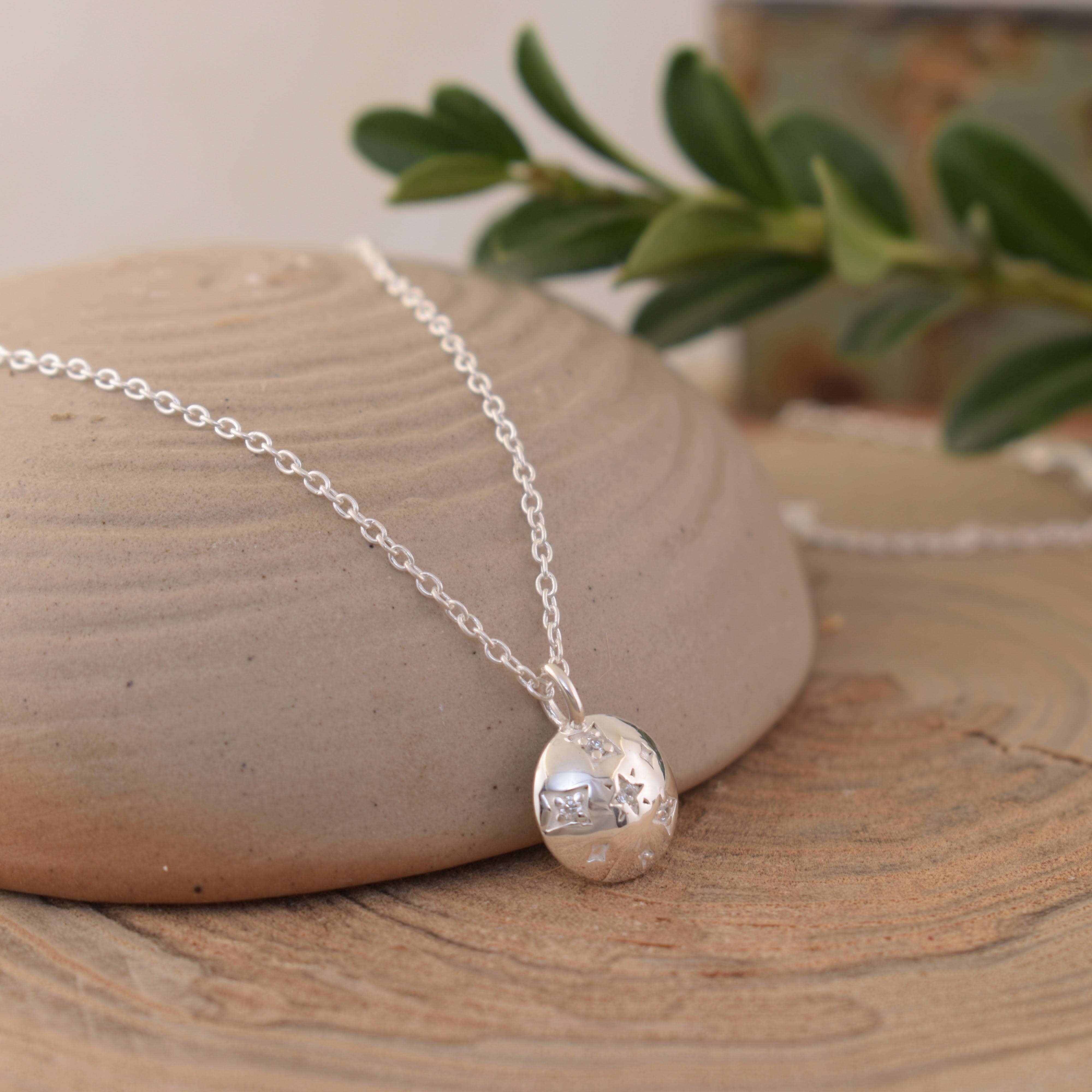 sterling silver high polished necklace with clear cz stones