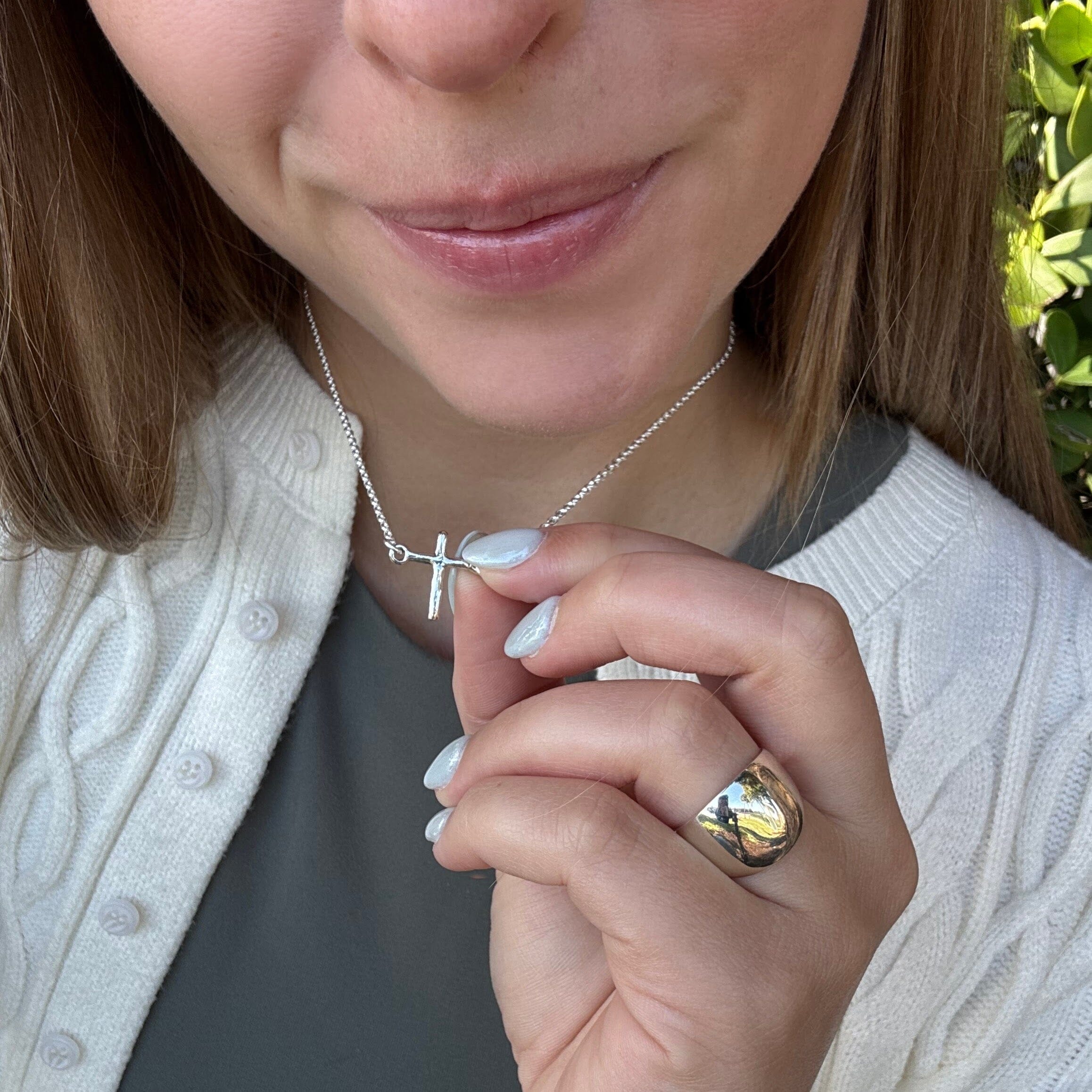 minimalist style cross necklace in sterling silver