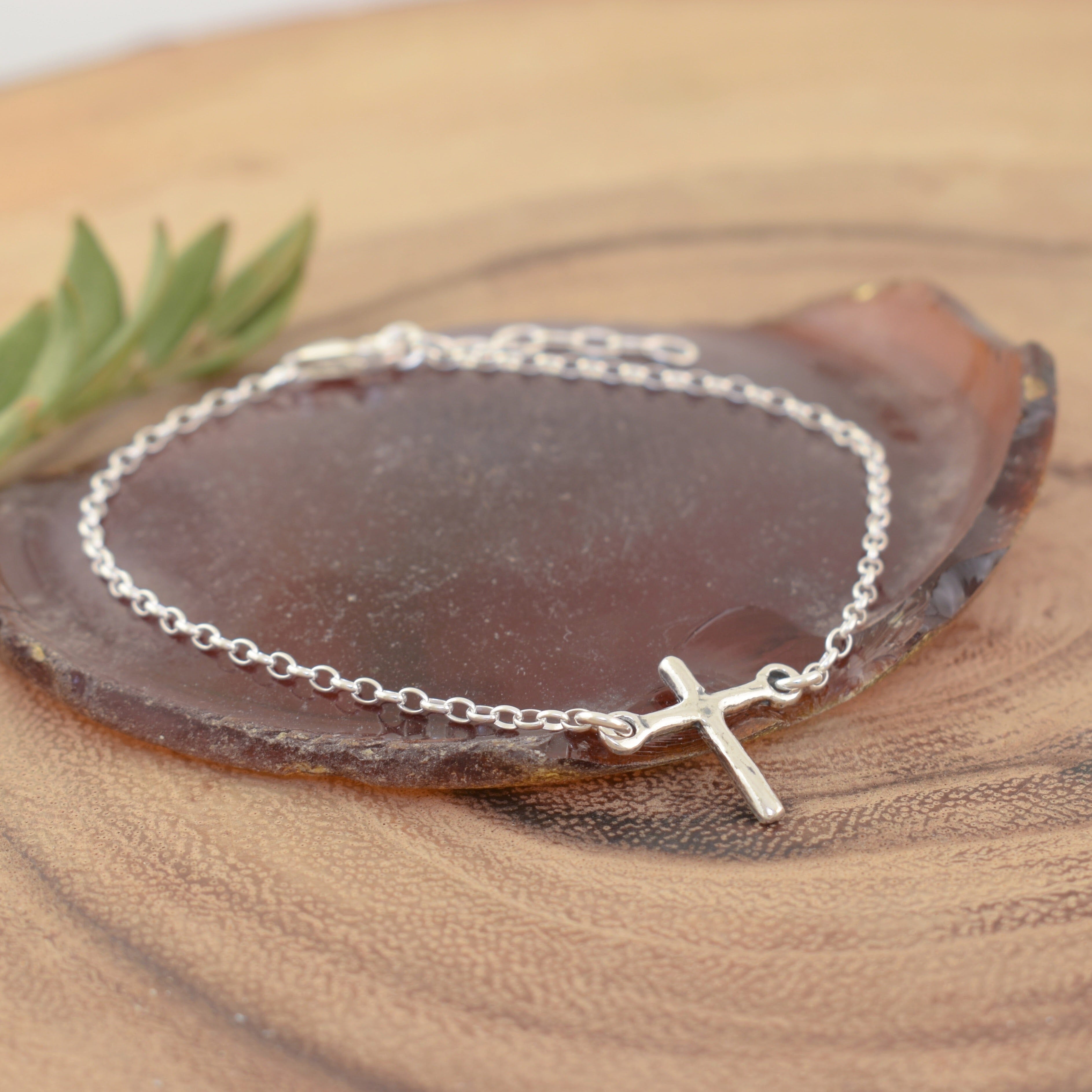 Sterling silver Cross anklet