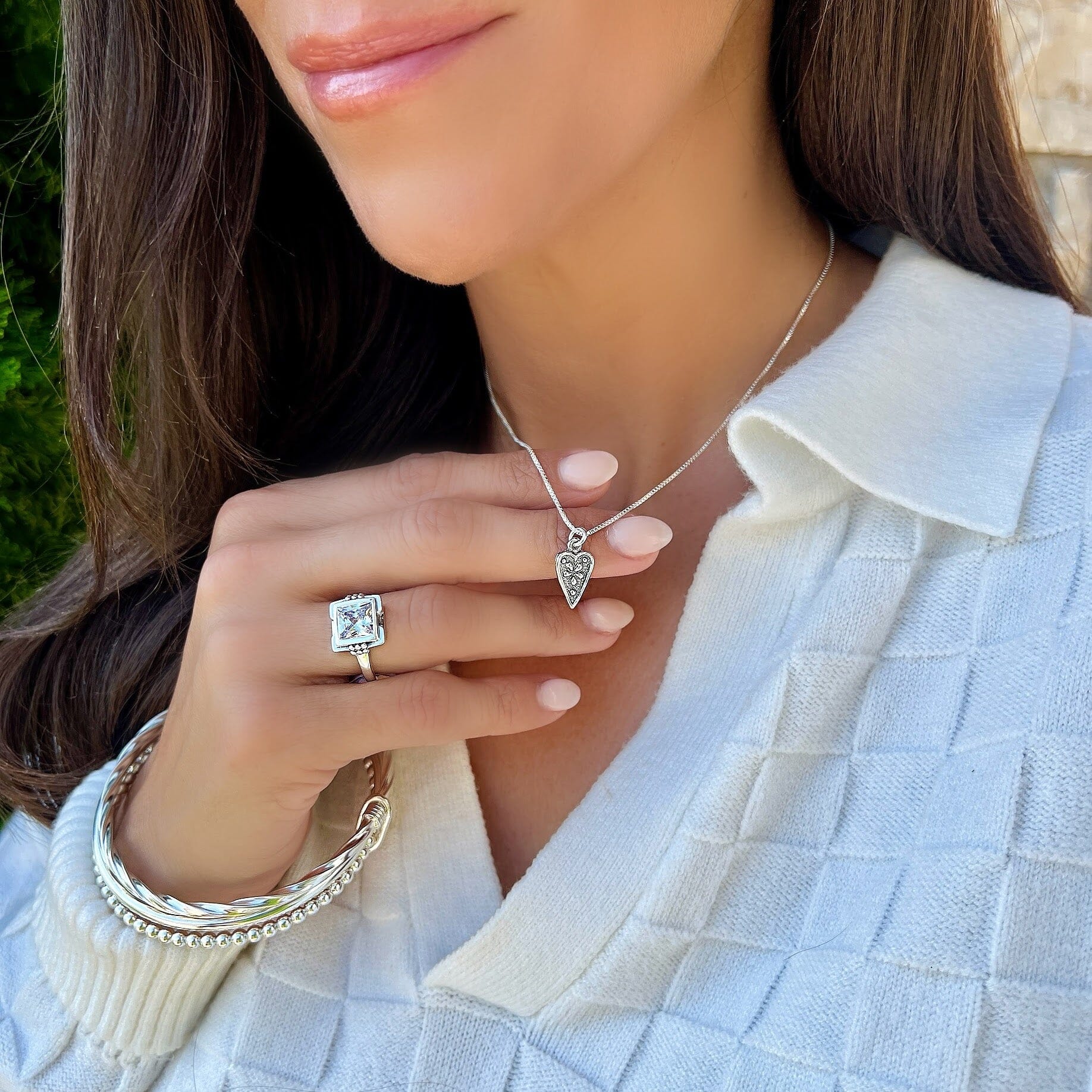 sterling silver hand crafted designed heart necklace