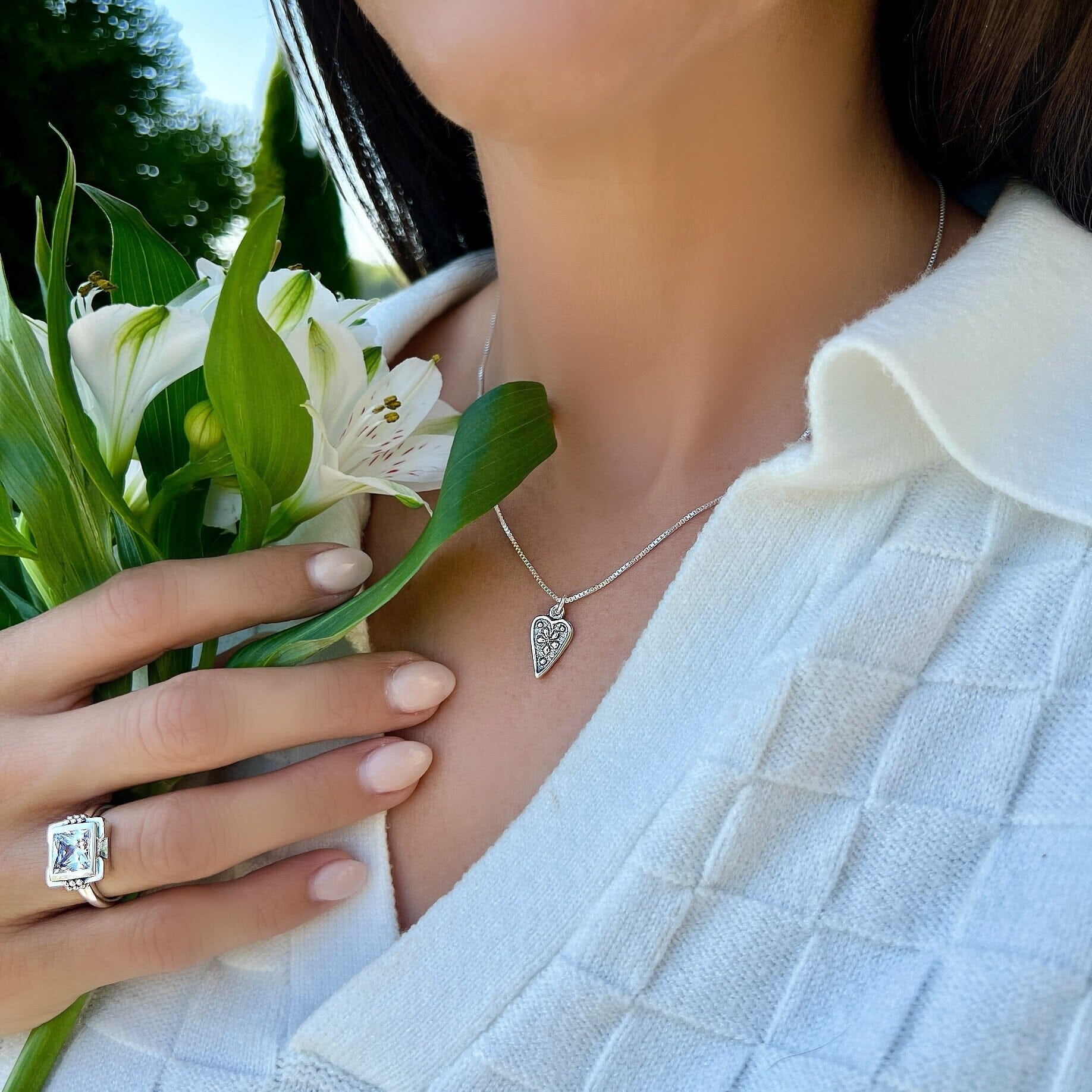 Straight from my heart necklace paired with the tiffany ring