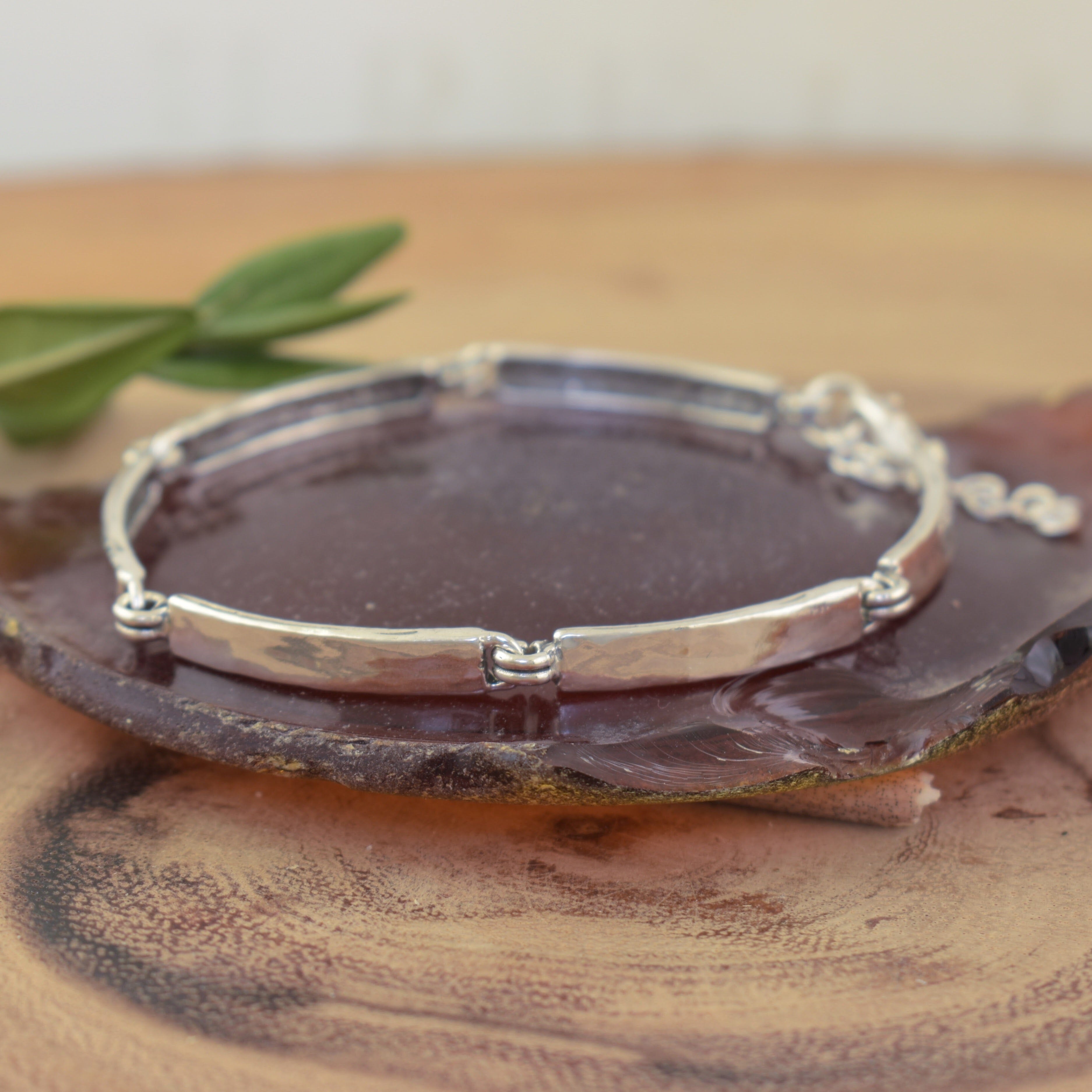 Sleek Silver bar link bracelet