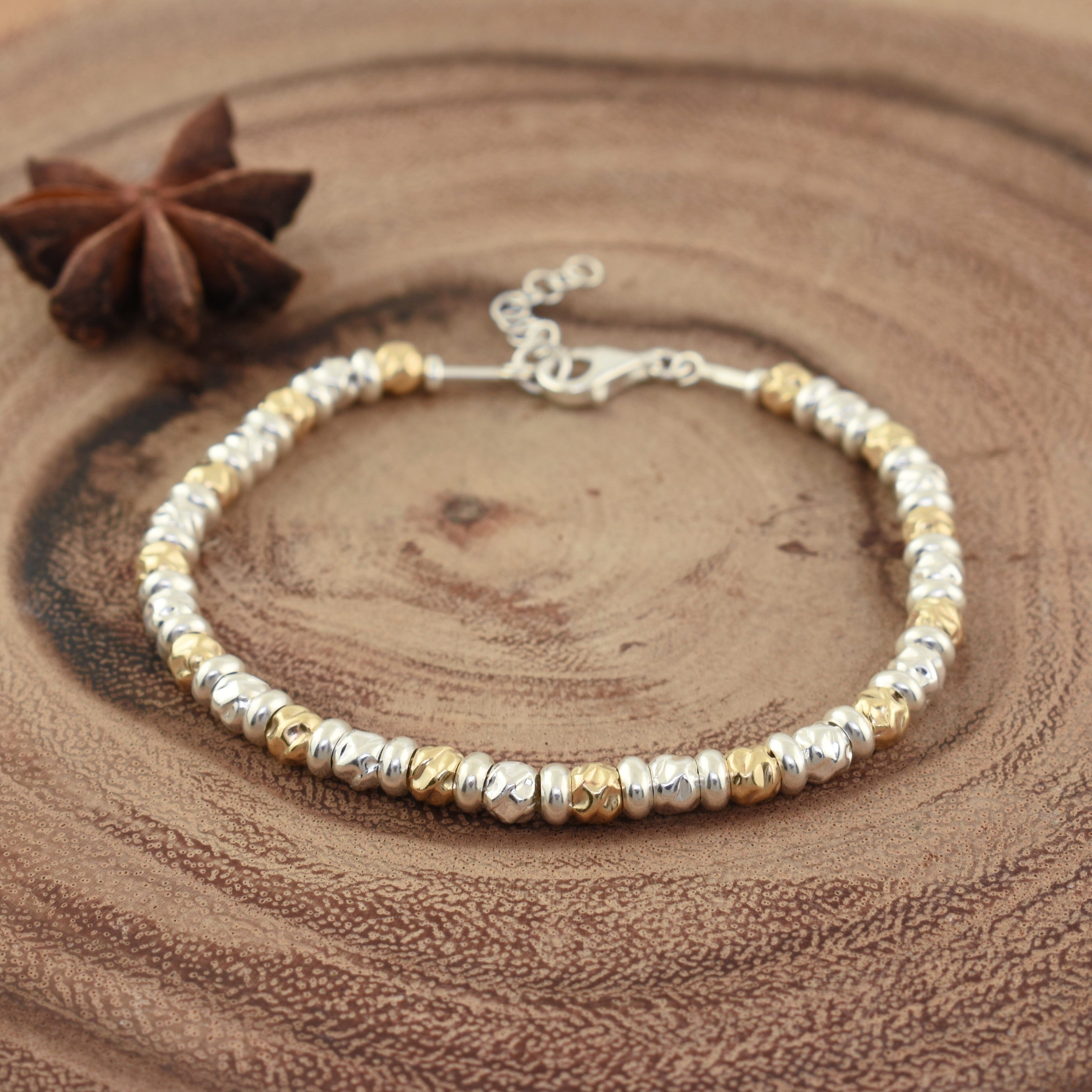 Sterling silver and gold filled beaded bracelet