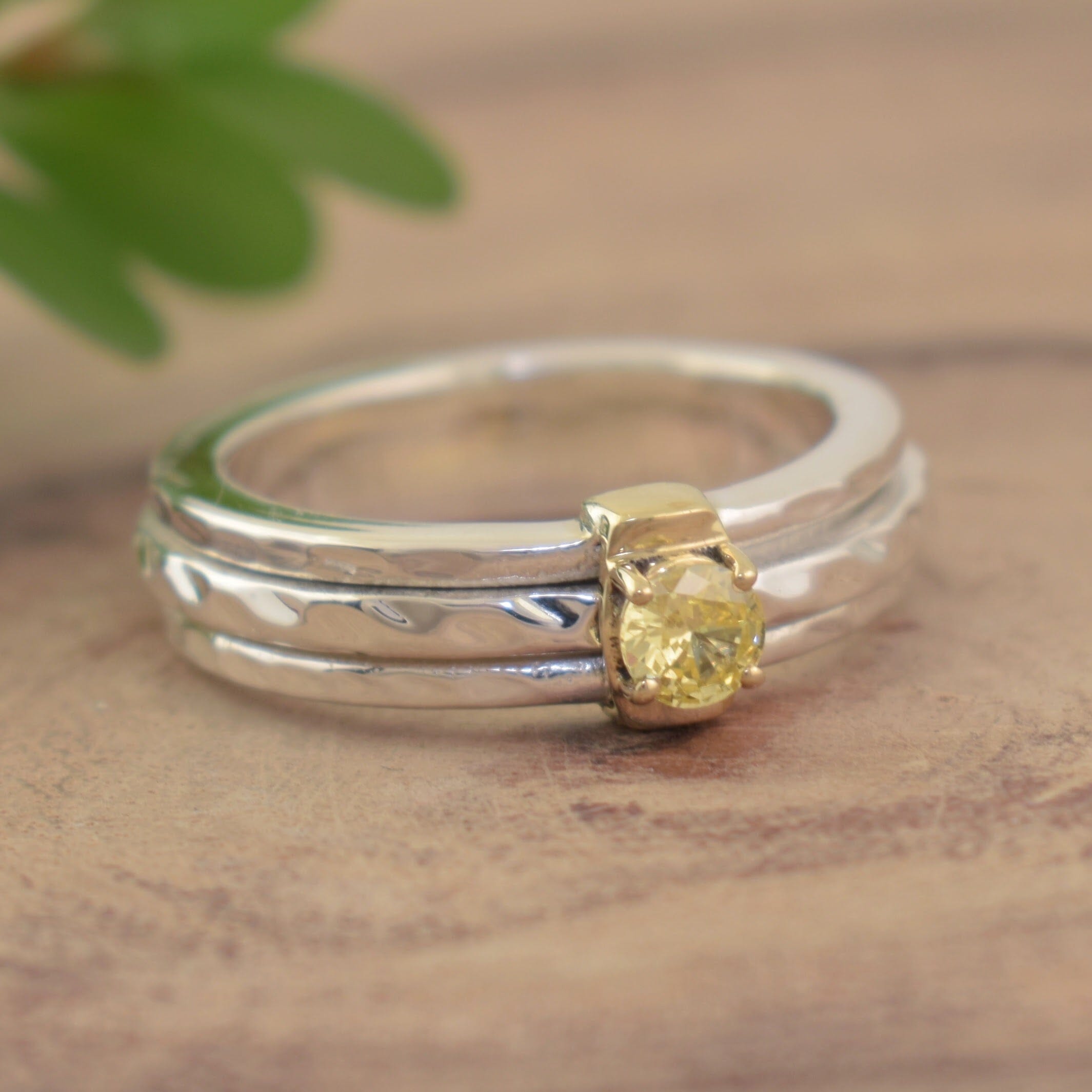 Sterling silver hammered spin ring