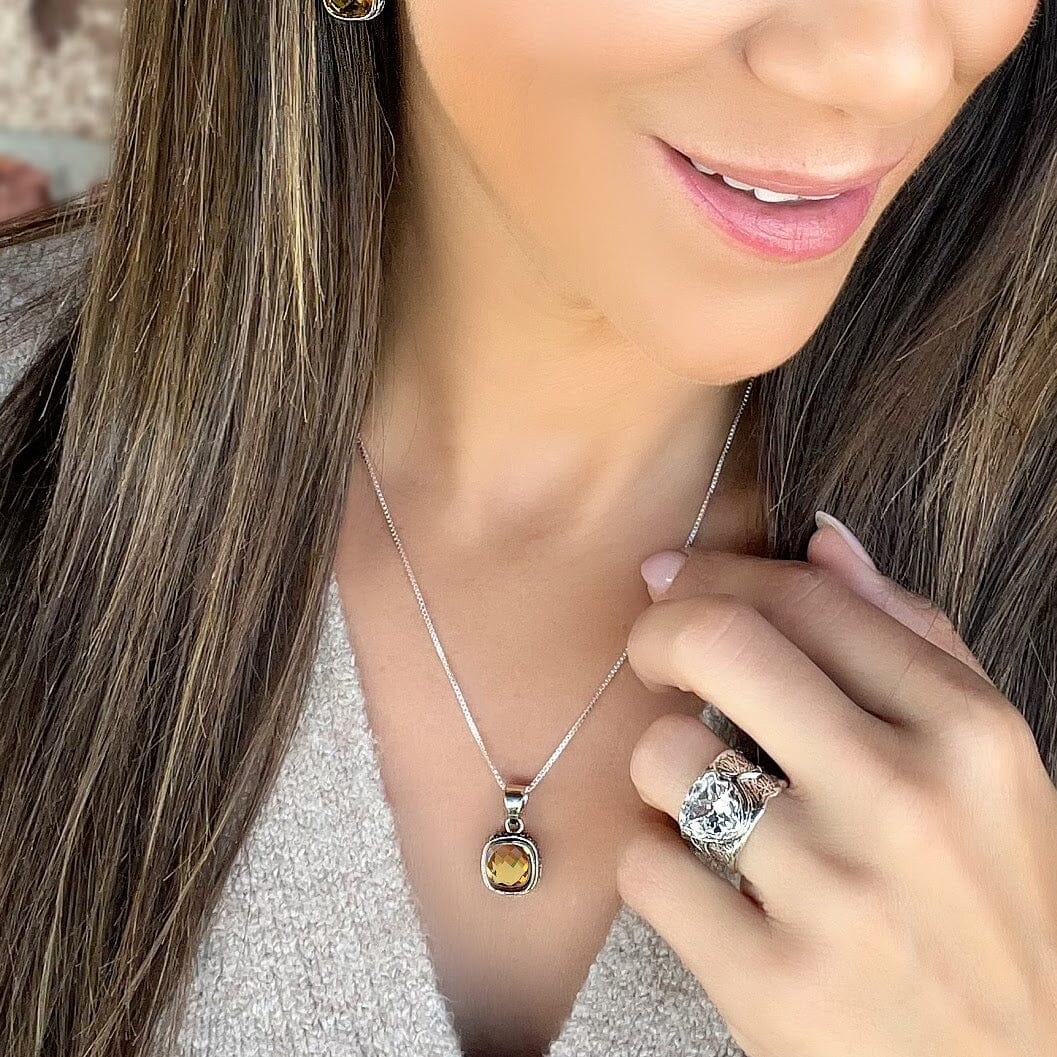 citrine sterling silver necklace - Sweater Weather