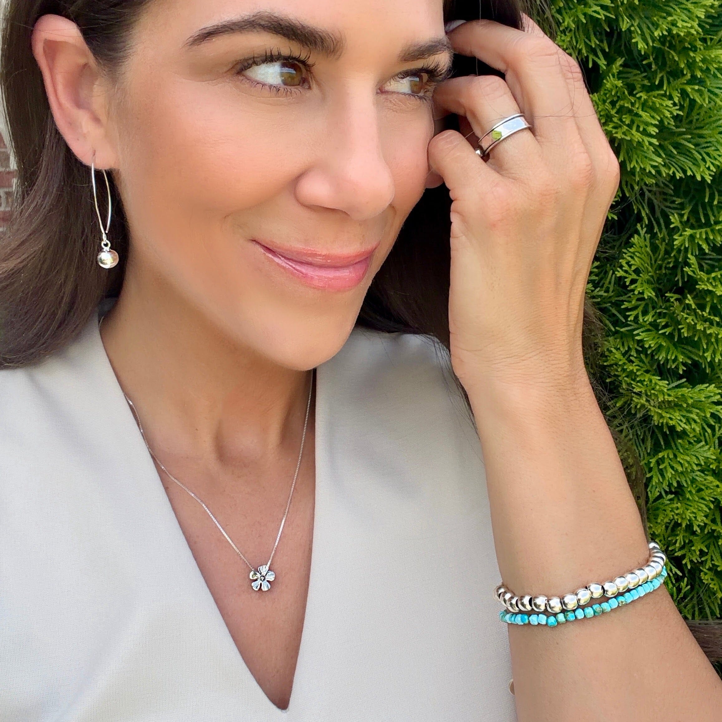 Sweet Pea Bracelet stacked with Bluebird Trail Bracelet