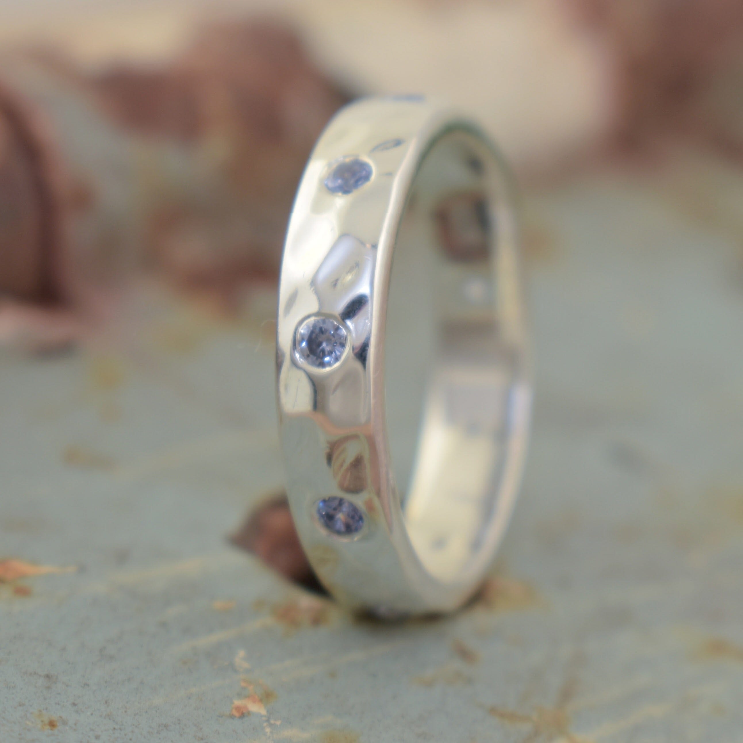 Sterling silver hammered band 