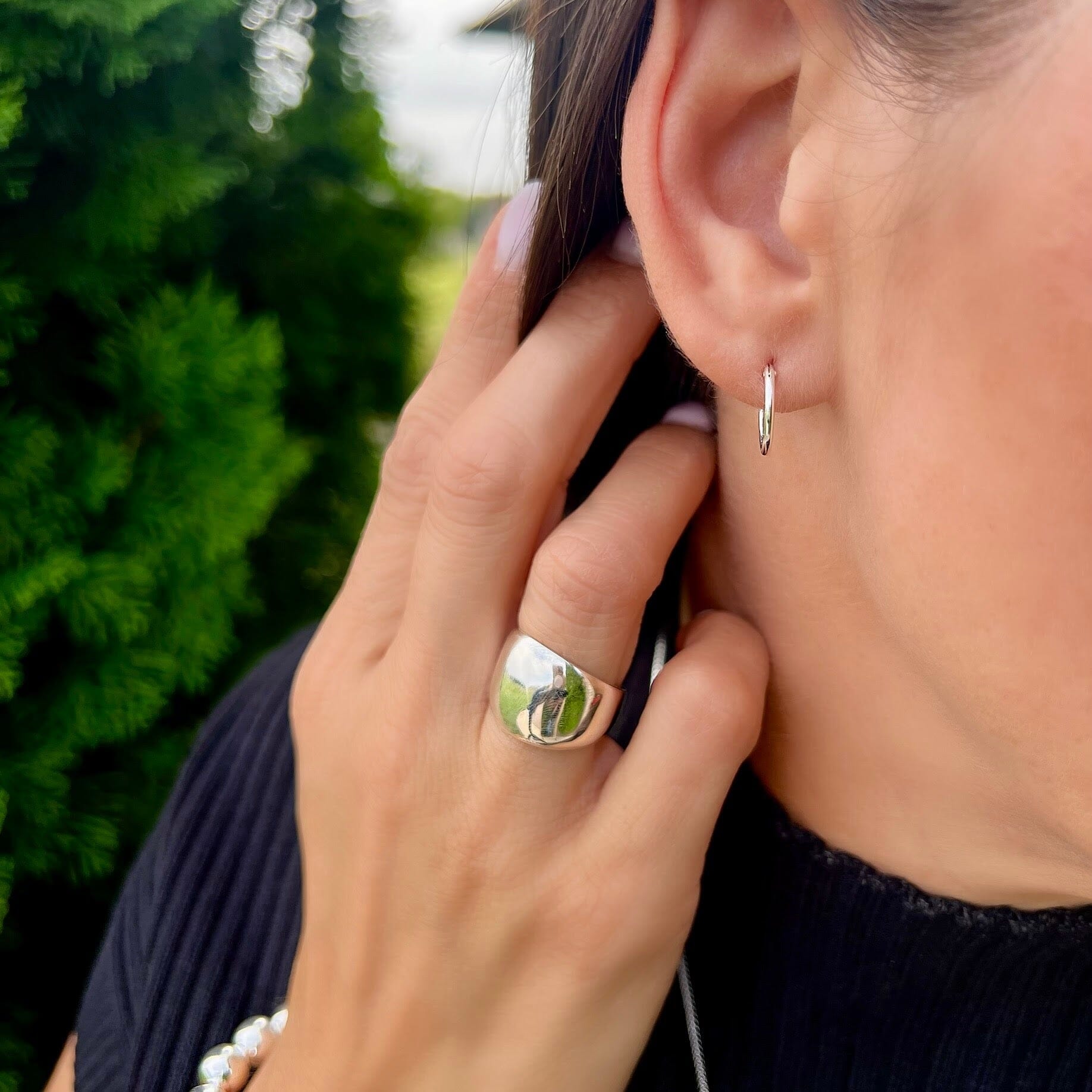 sterling silver high polished hoop earrings