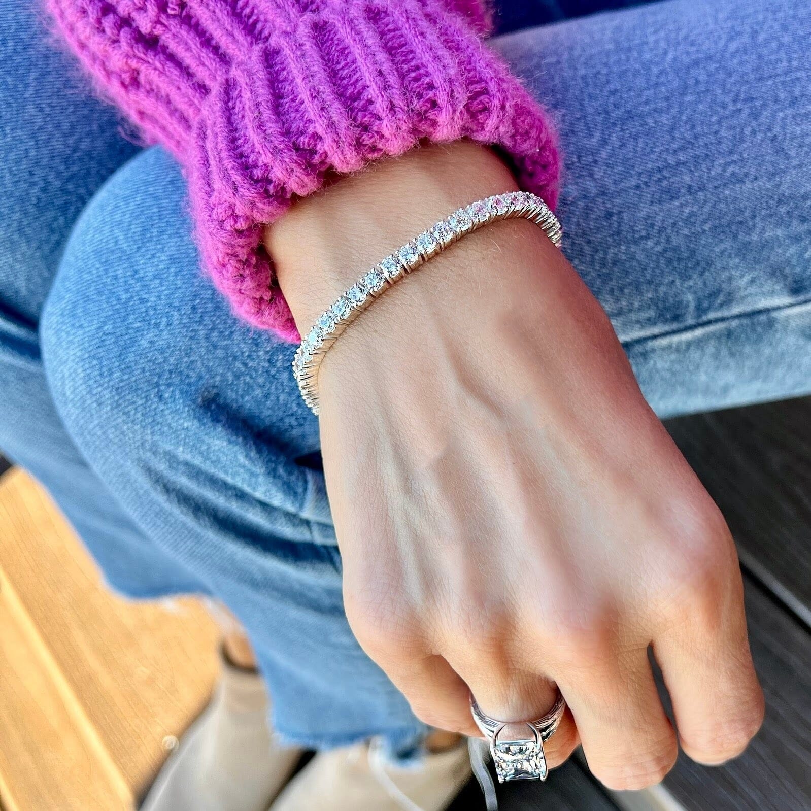 cz eternity bracelet in sterling silver