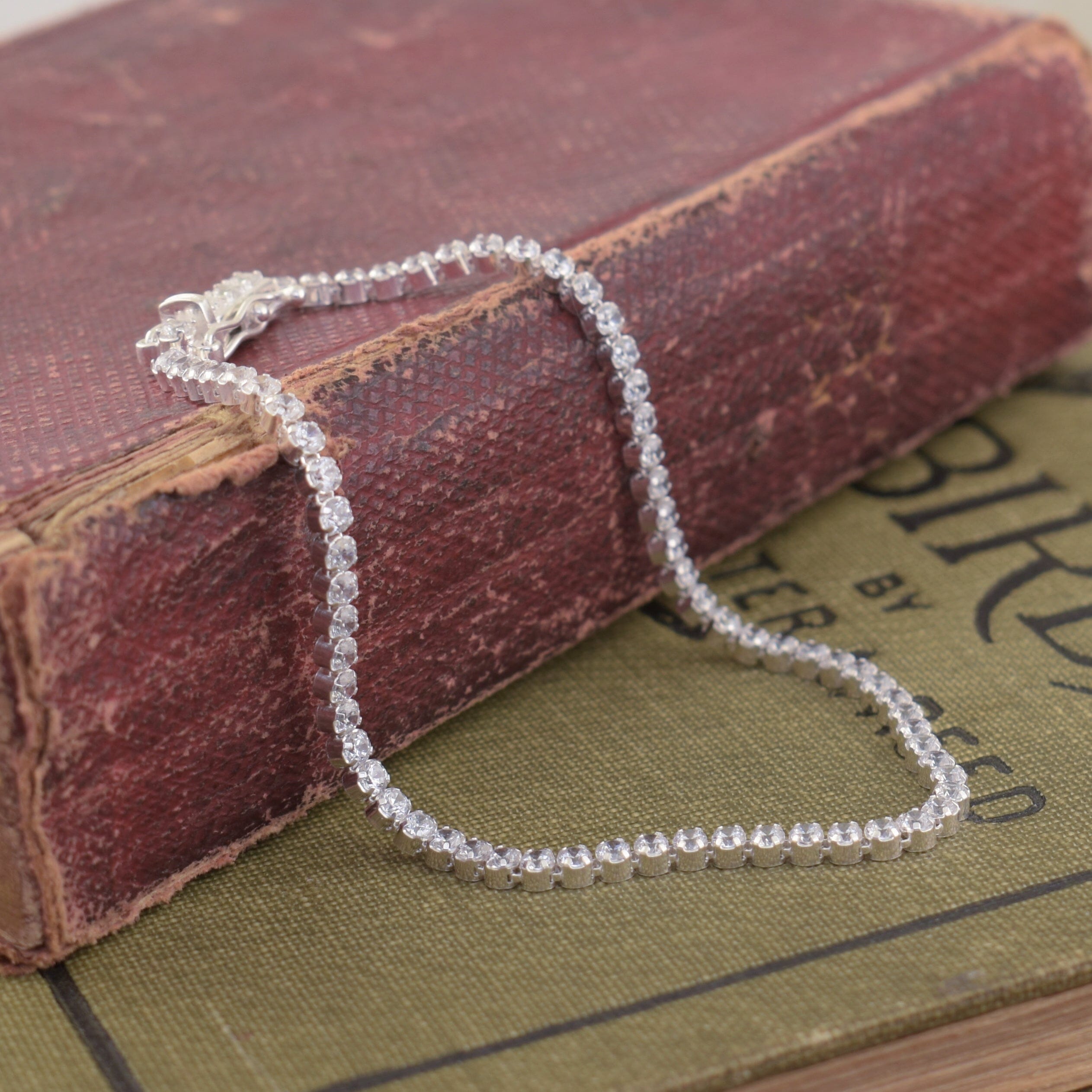 sleek sterling silver and CZ bracelet