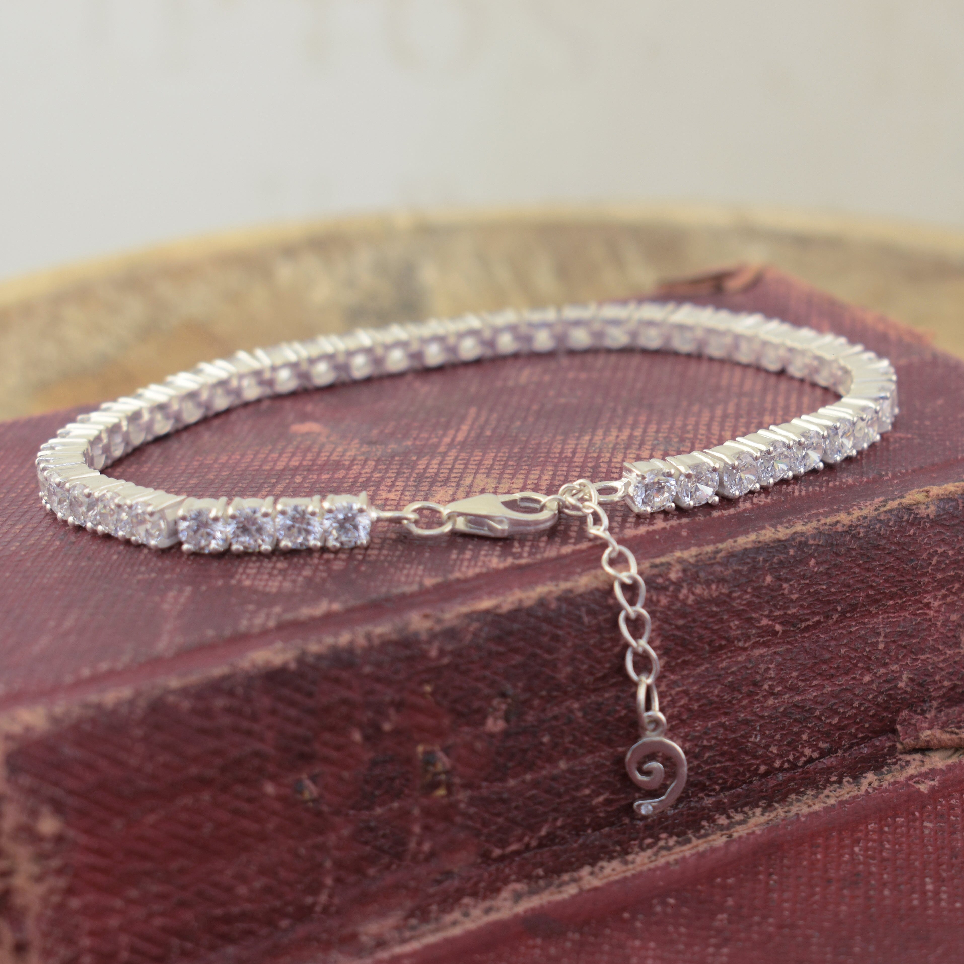 high polished silver tennis bracelet