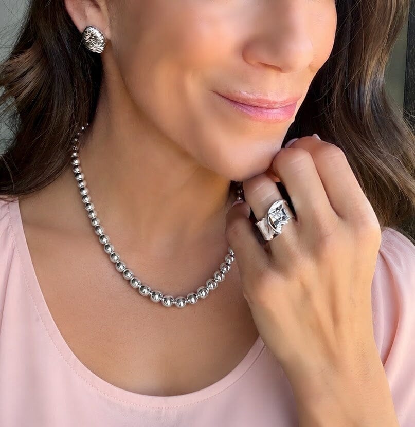 wide silver cz ring
