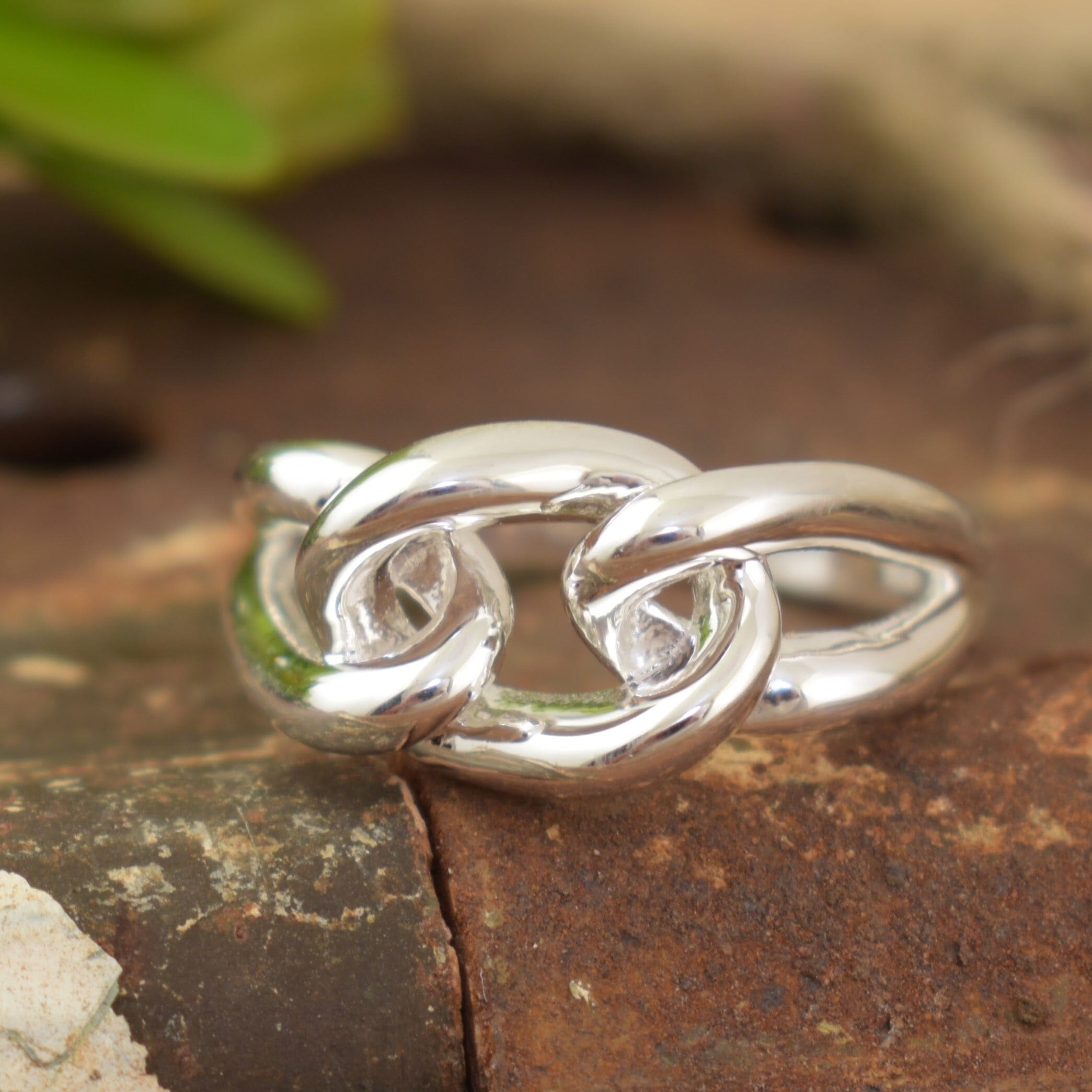 sterling silver 3 linked ring