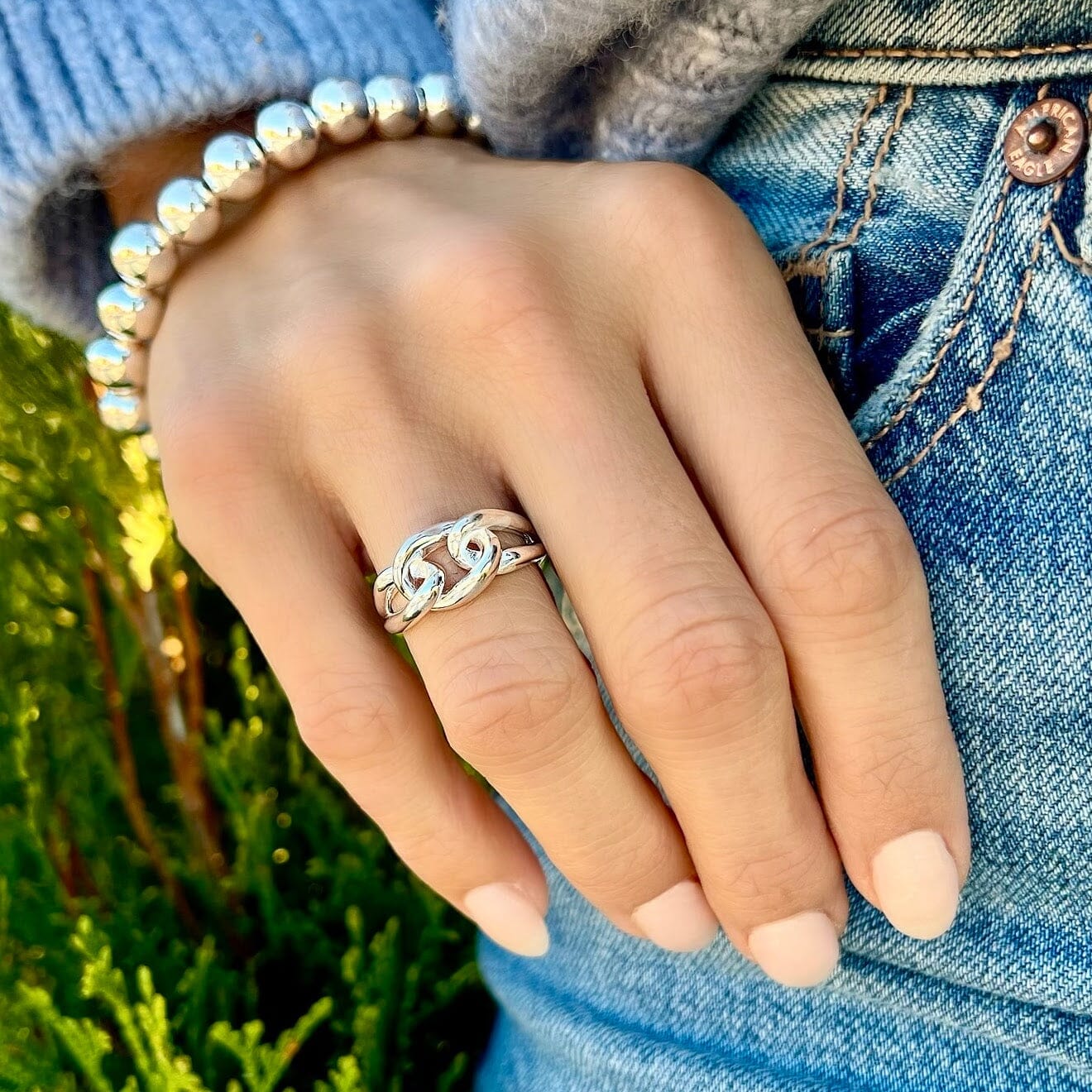 sterling silver triple knot ring