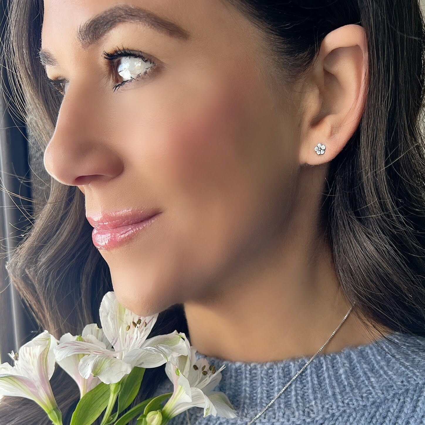 sterling silver flower earrings