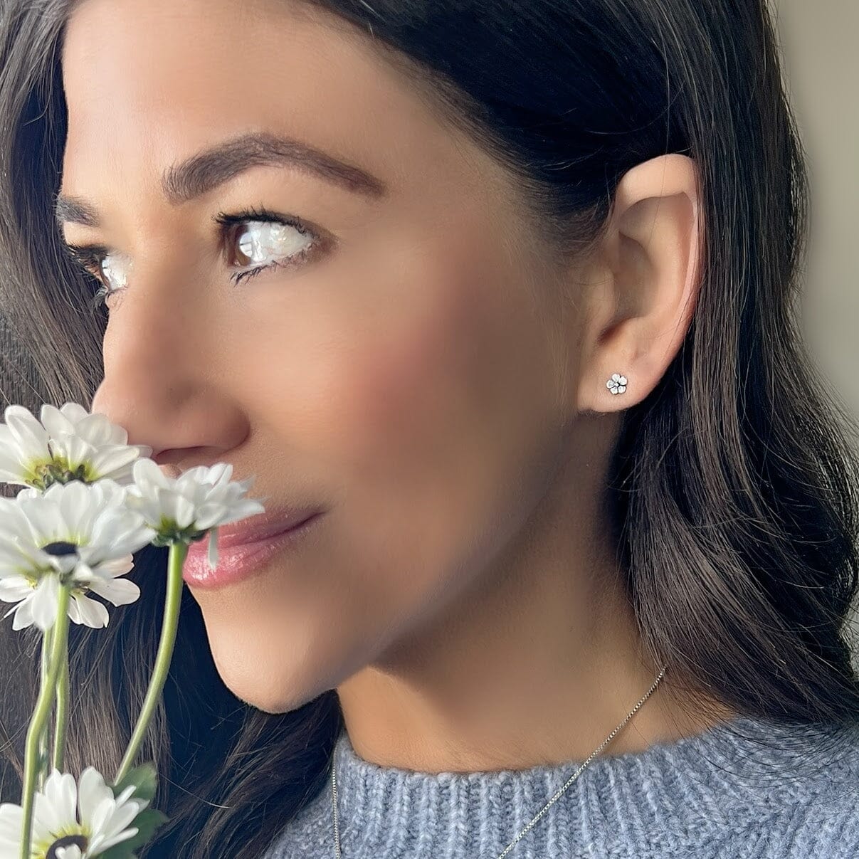 Sterling silver flower earrings
