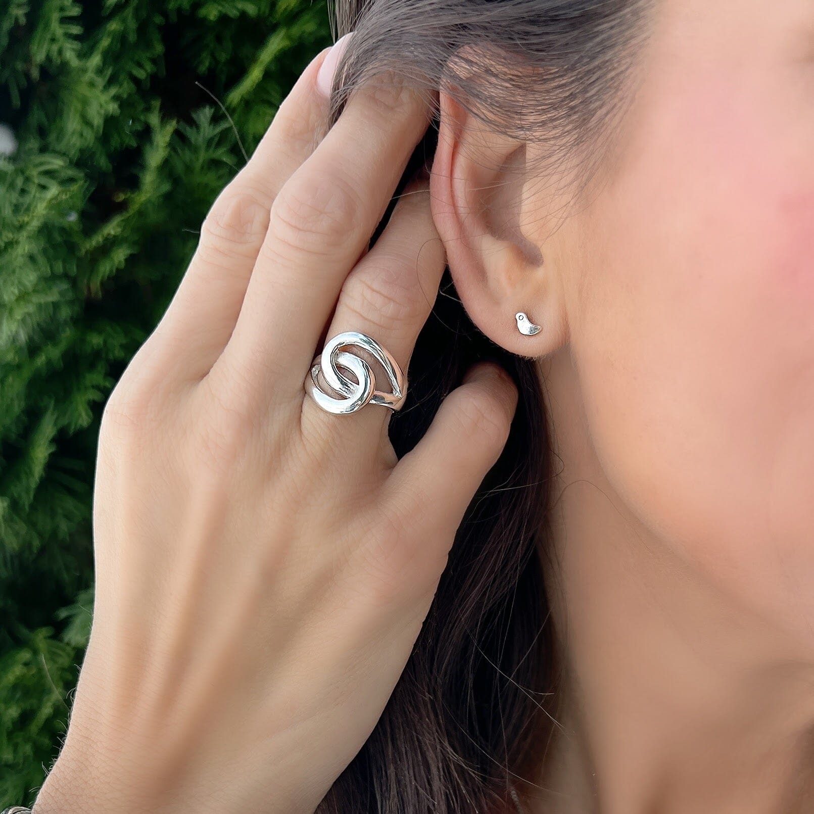 Sterling silver post bird earrings 