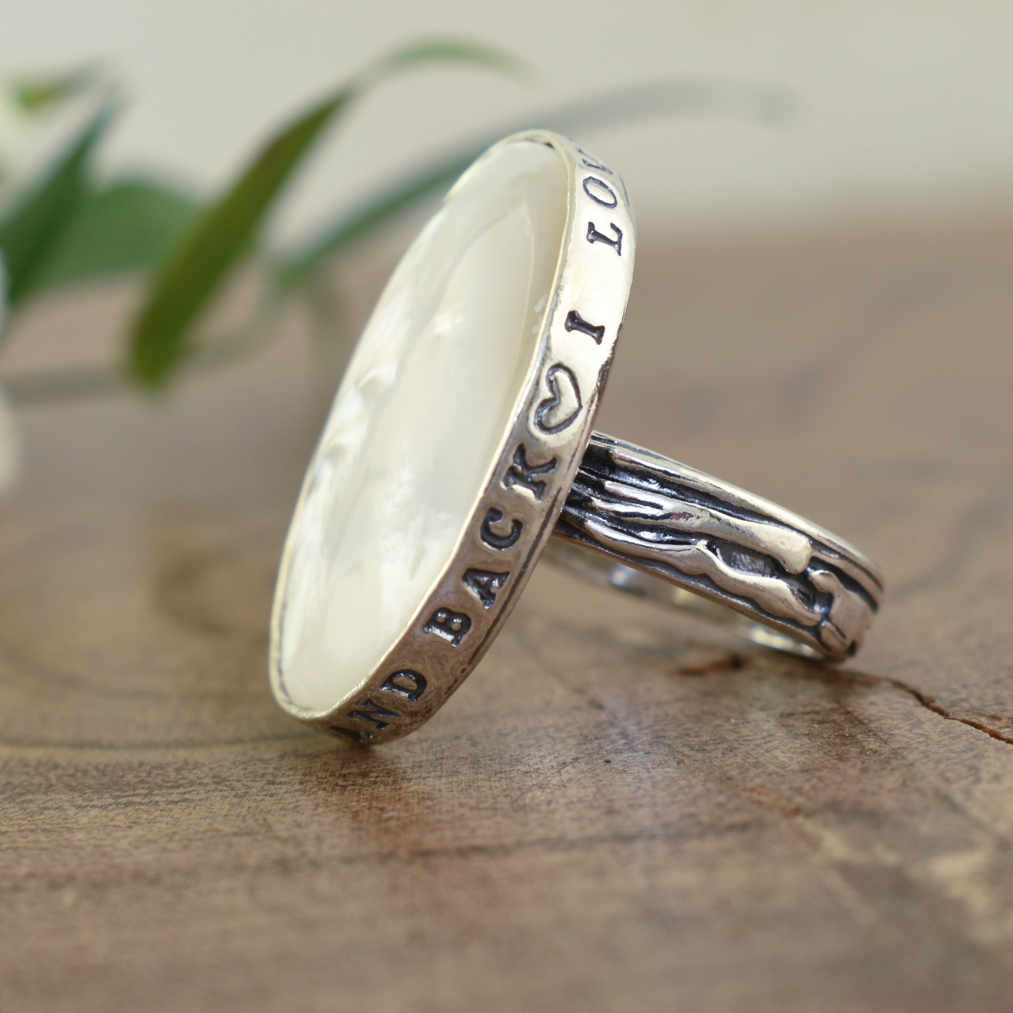 I Love You to the Moon and Back sterling silver ring