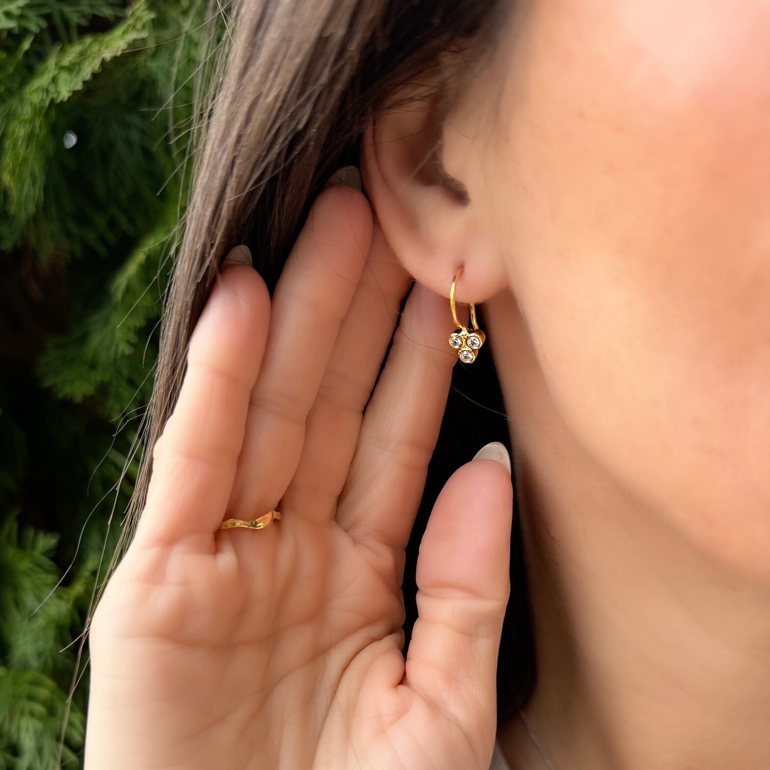 dainty gold plated cz earrings