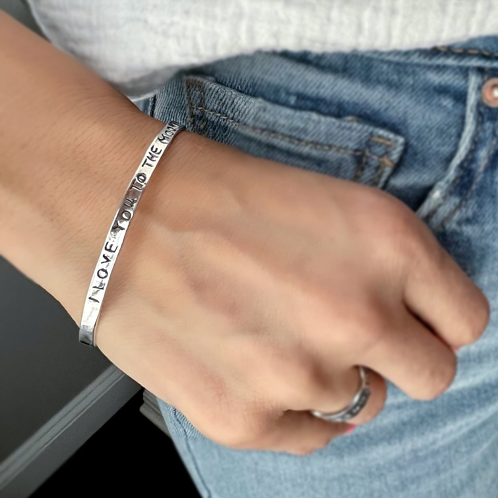 sterling silver organic style bangle bracelet