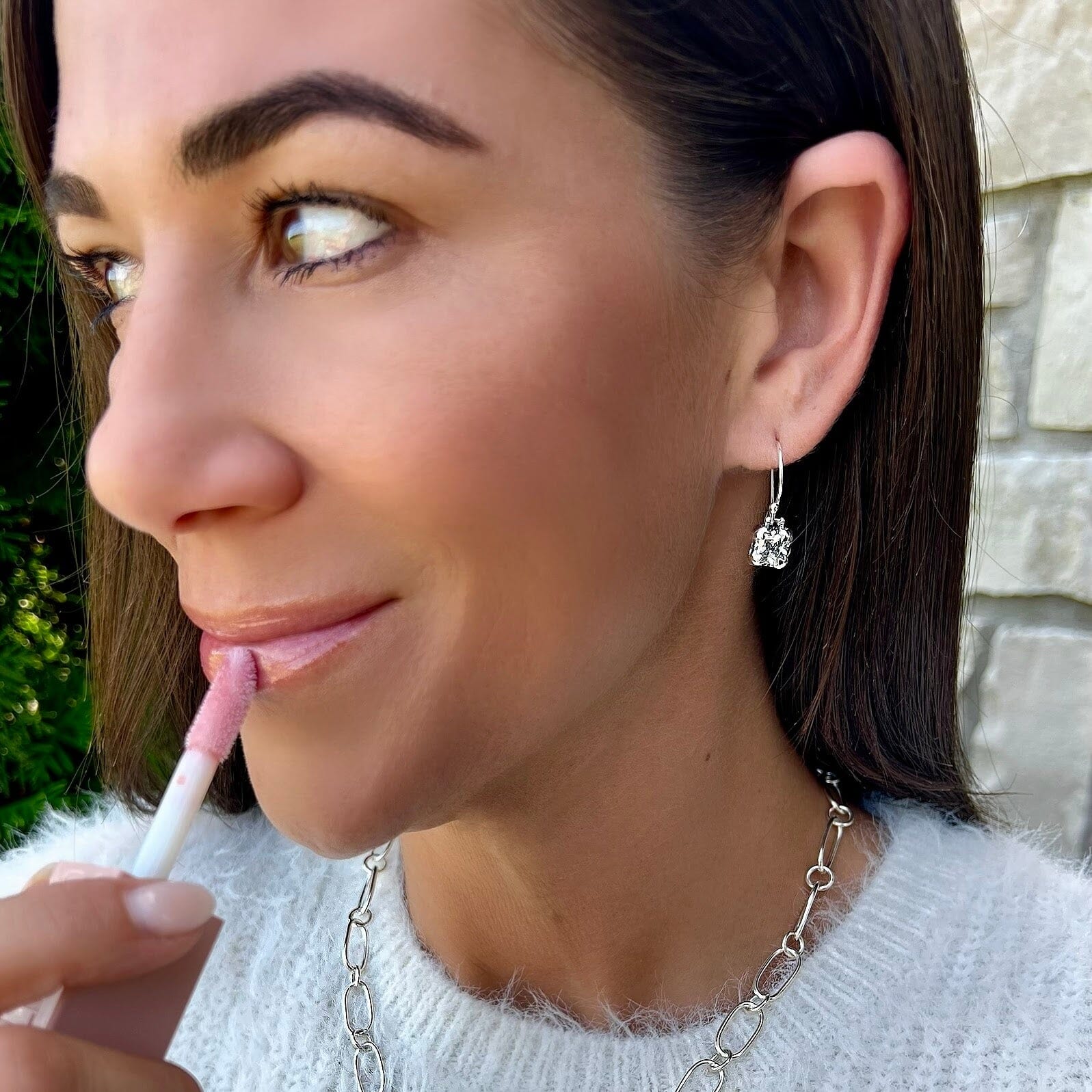 Town Square earrings paired with forever linked chain