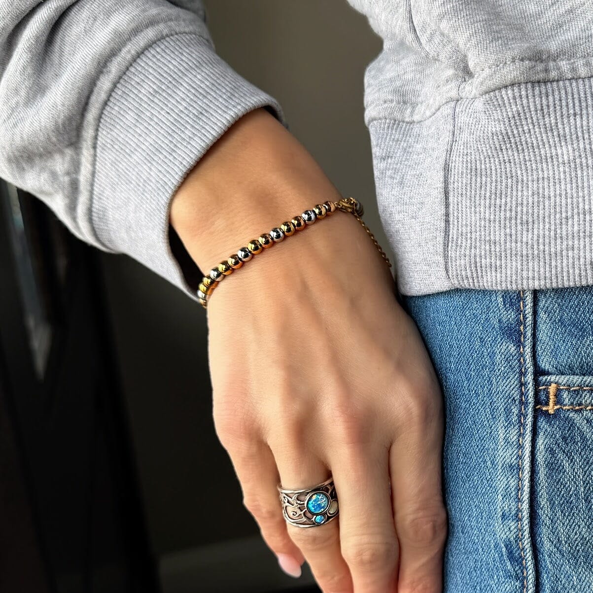 7-9 inch adjustable two-toned bracelet