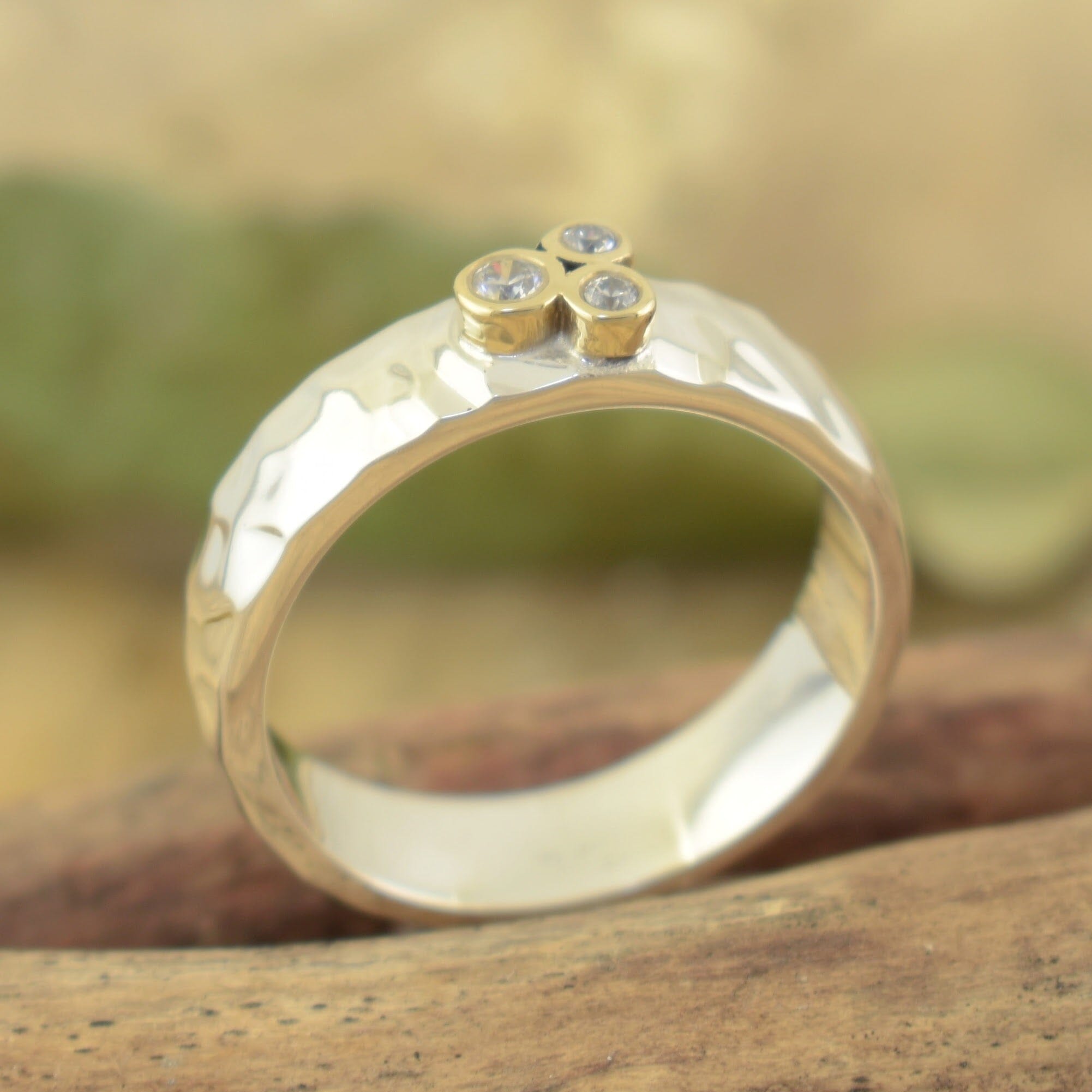 Sterling silver and brass ring