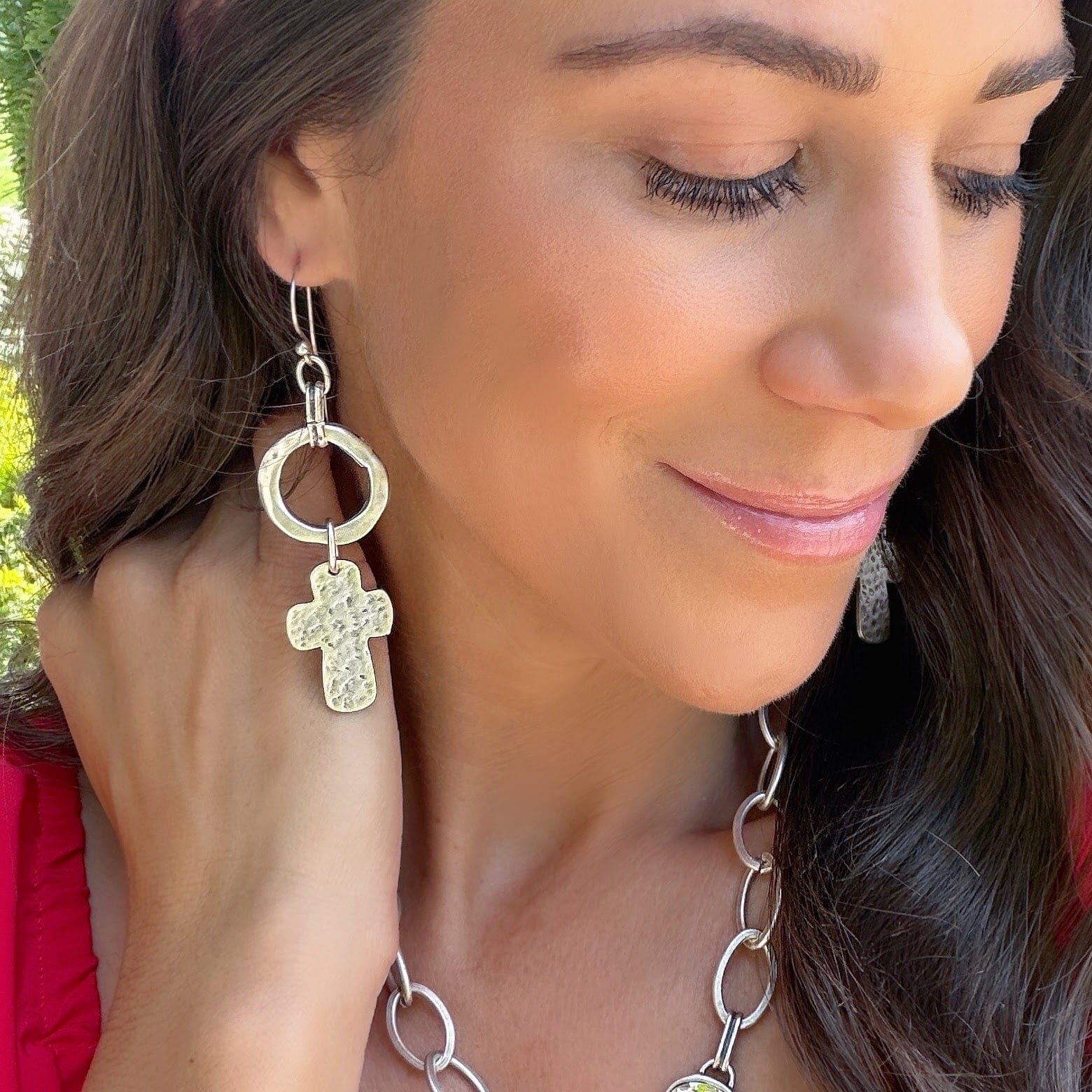 Christian statement cross earrings