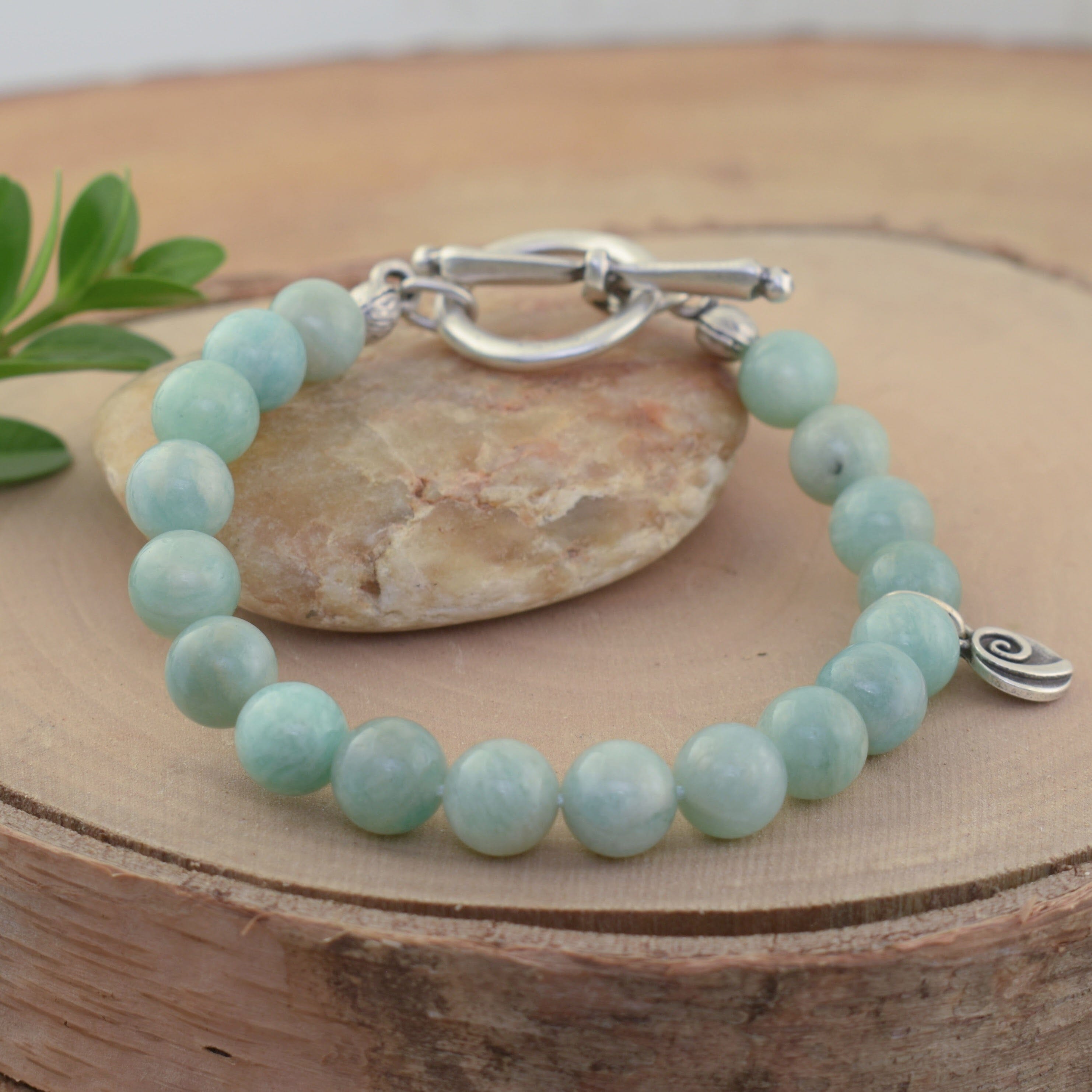 Zamak bracelet with Amazonite beads