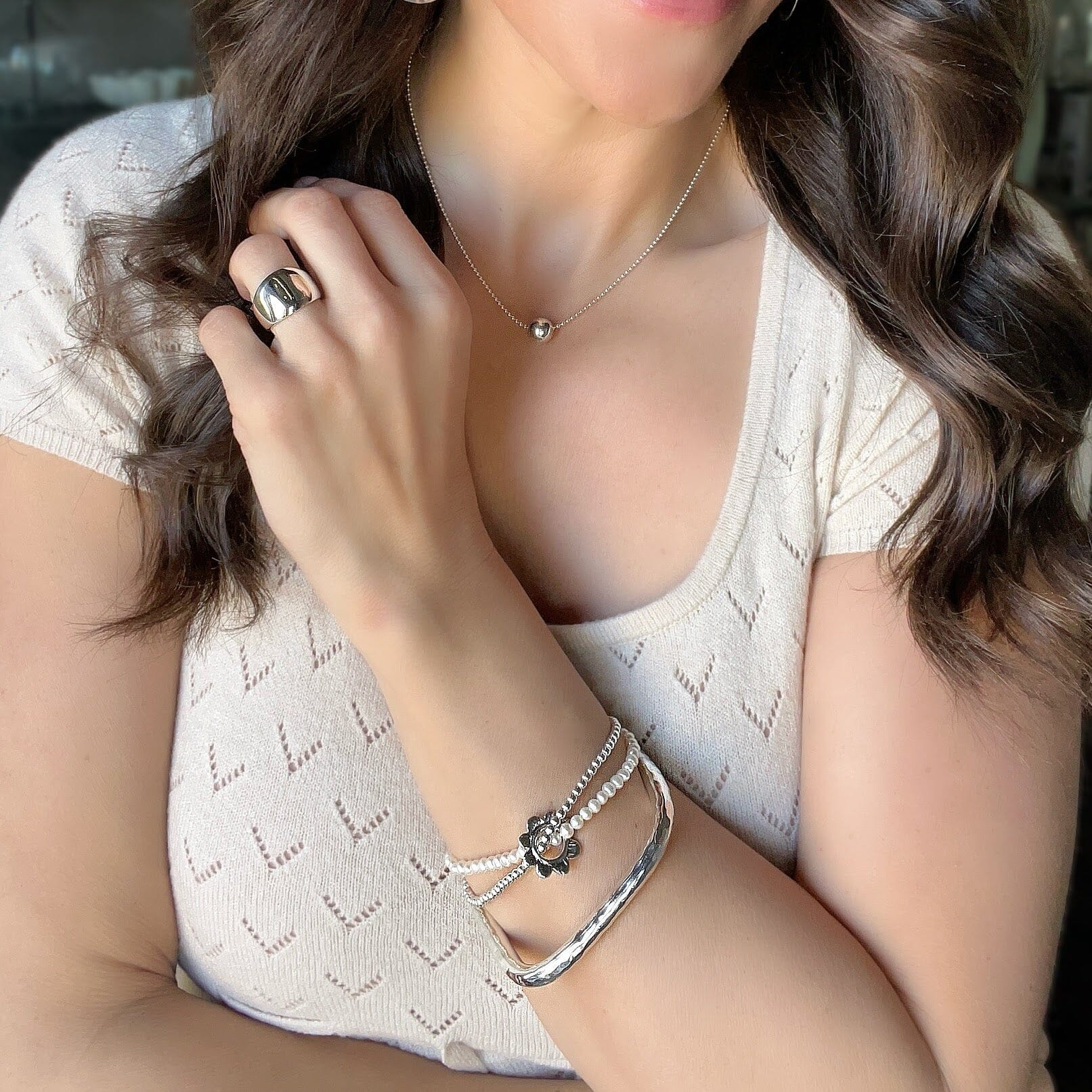 sterling silver jewelry twice shy, classic dome, squared up bangle, elementary my dear necklace