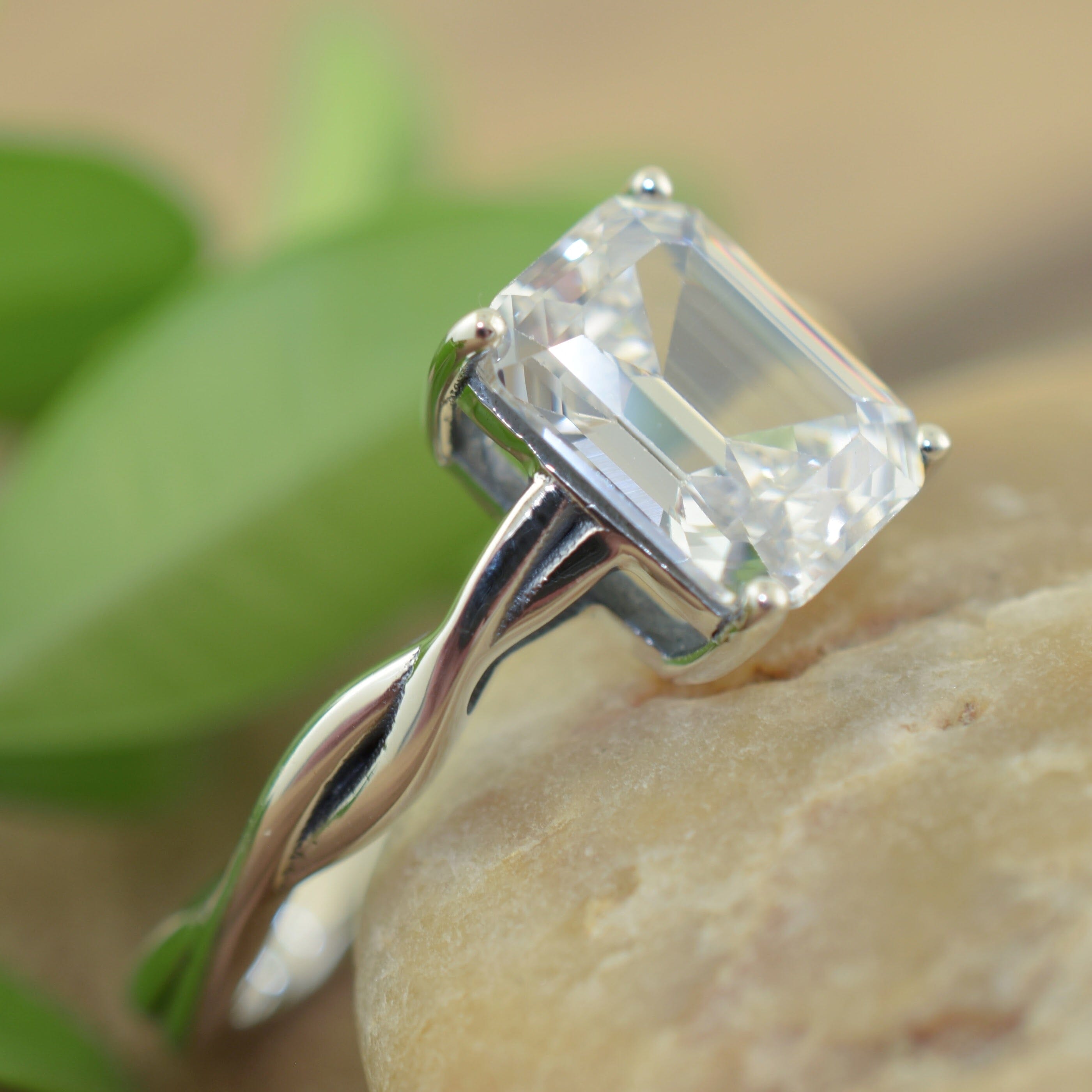 Prong set clear CZ stone ring