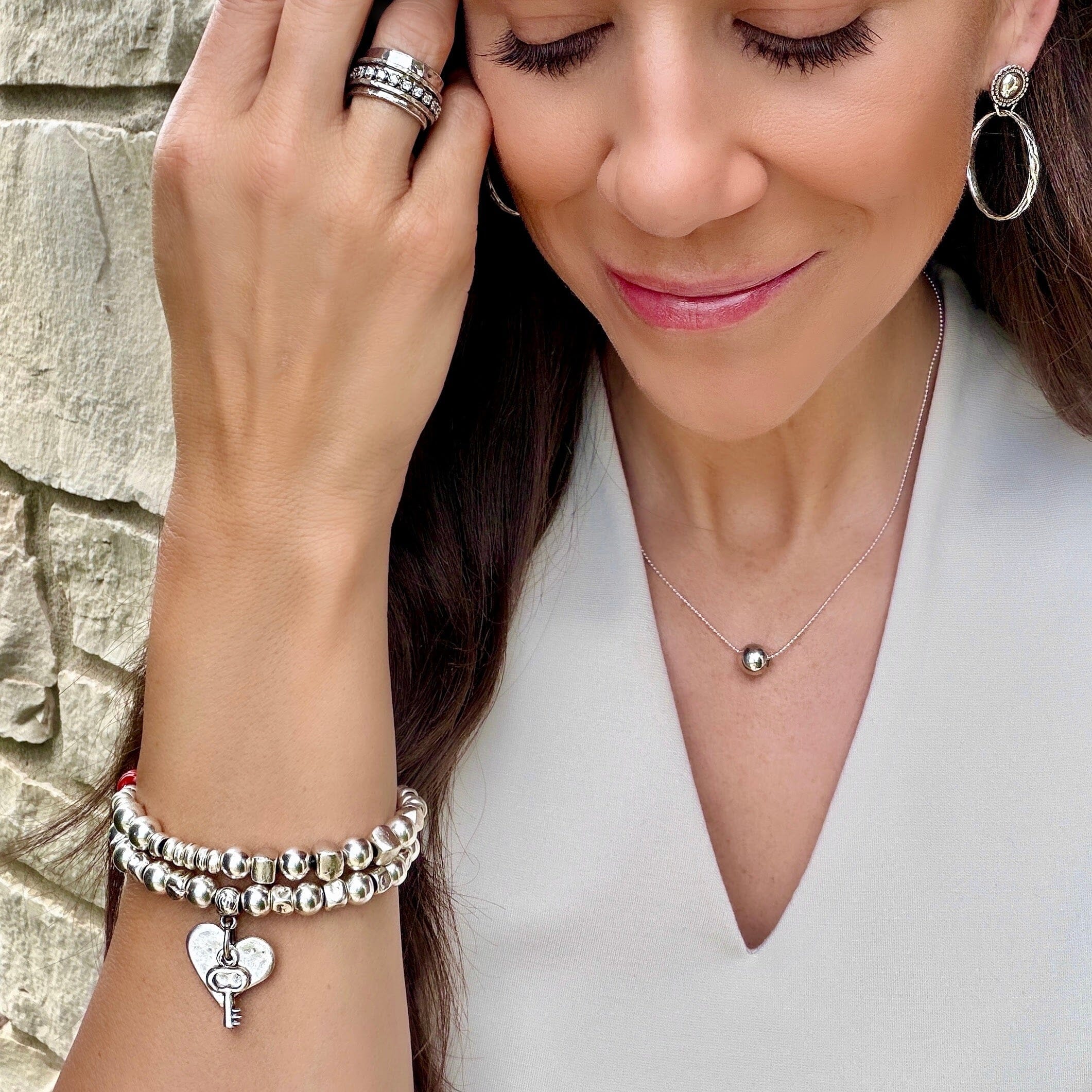 heart lock stacking bracelet