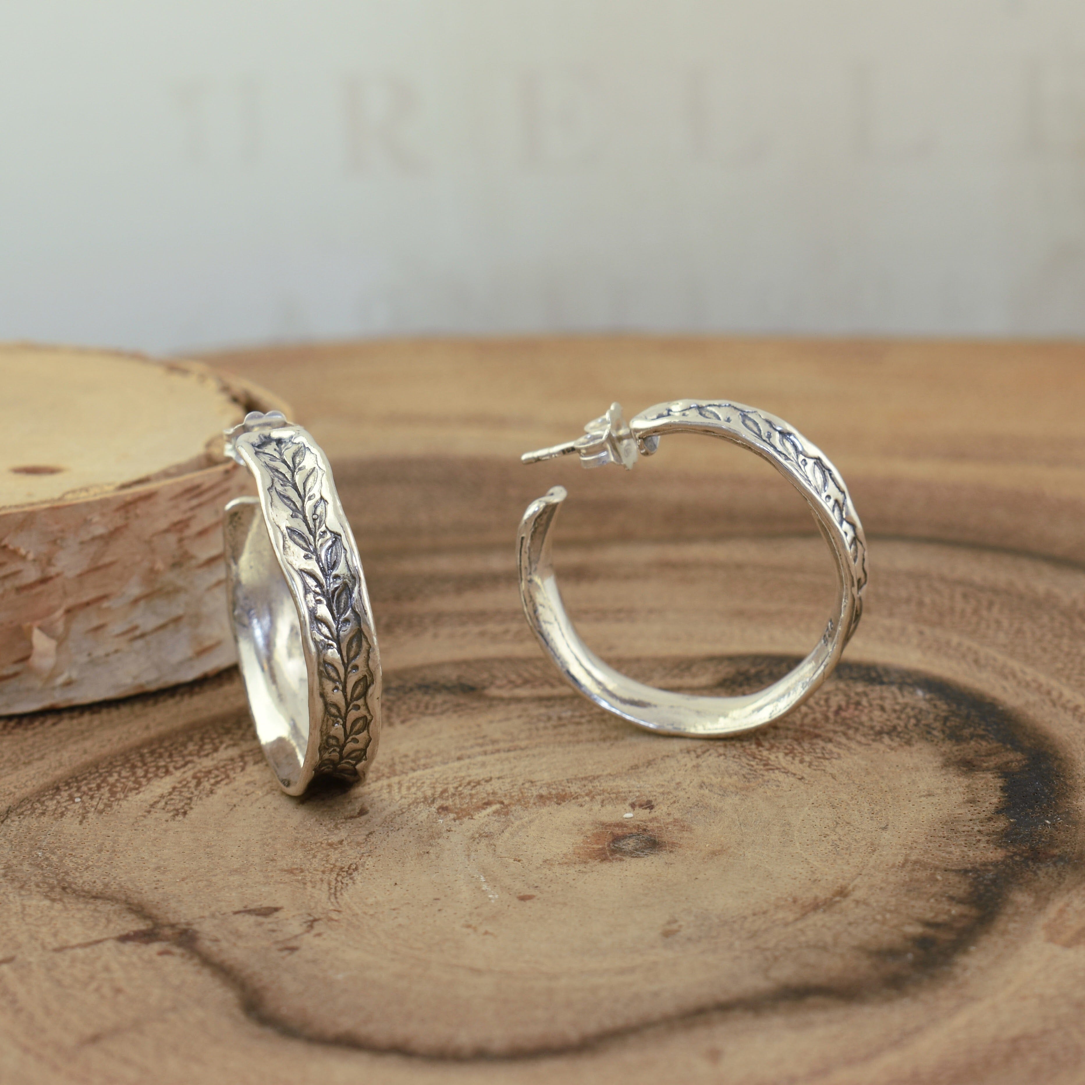 dainty hoops with antique vine details