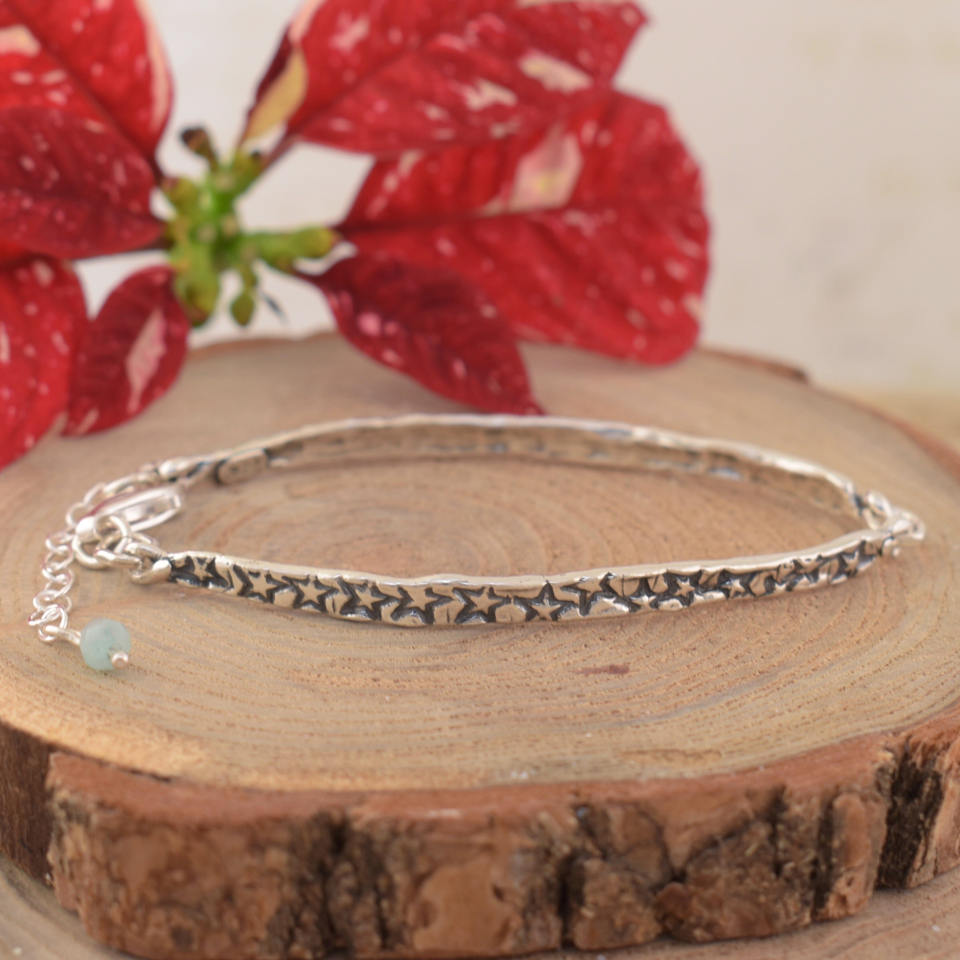star stamped silver bracelet