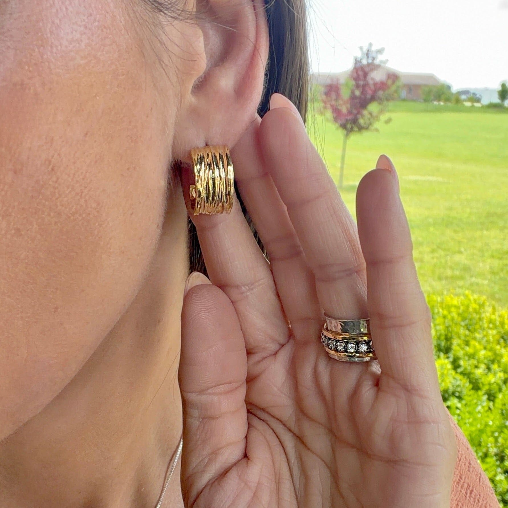 rolling wave earrings in gold