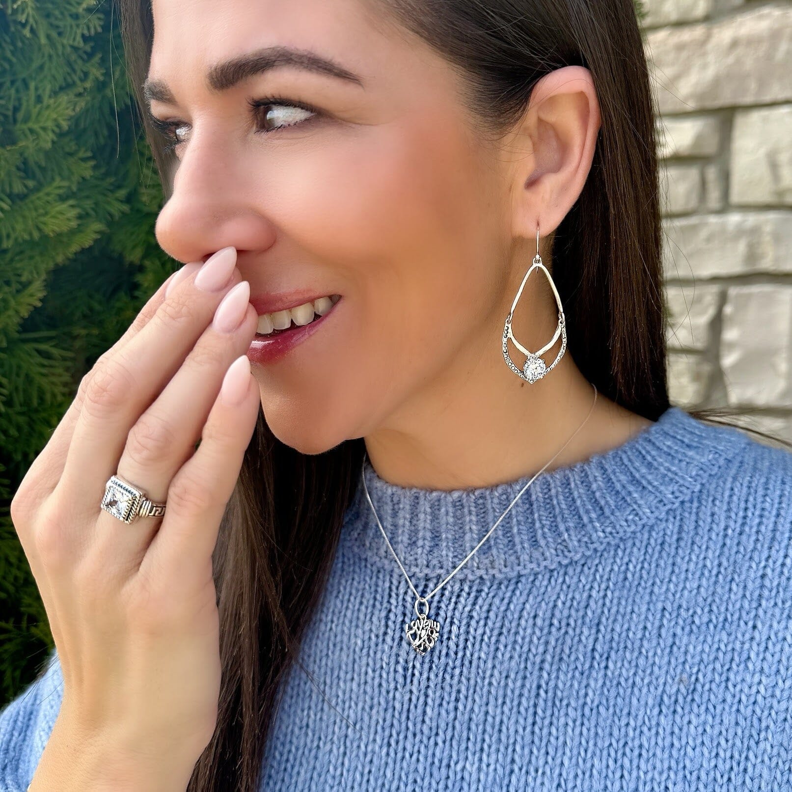 dangling silver cz earrings