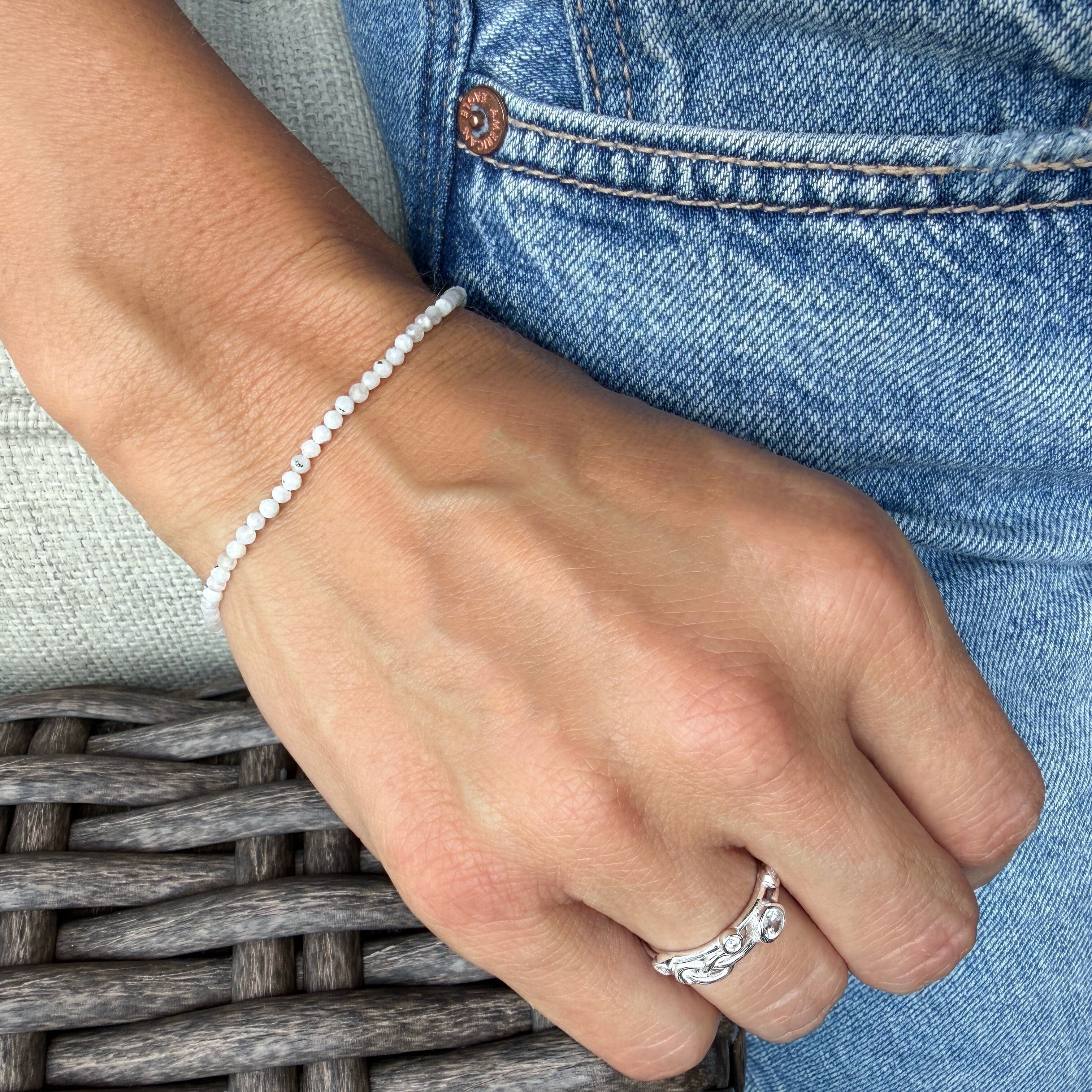 dainty moonstone beaded bracelet