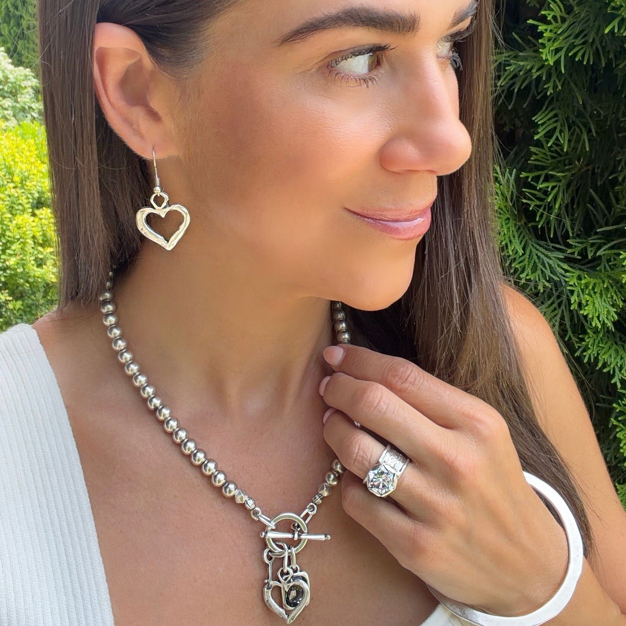 open heart dangle earrings